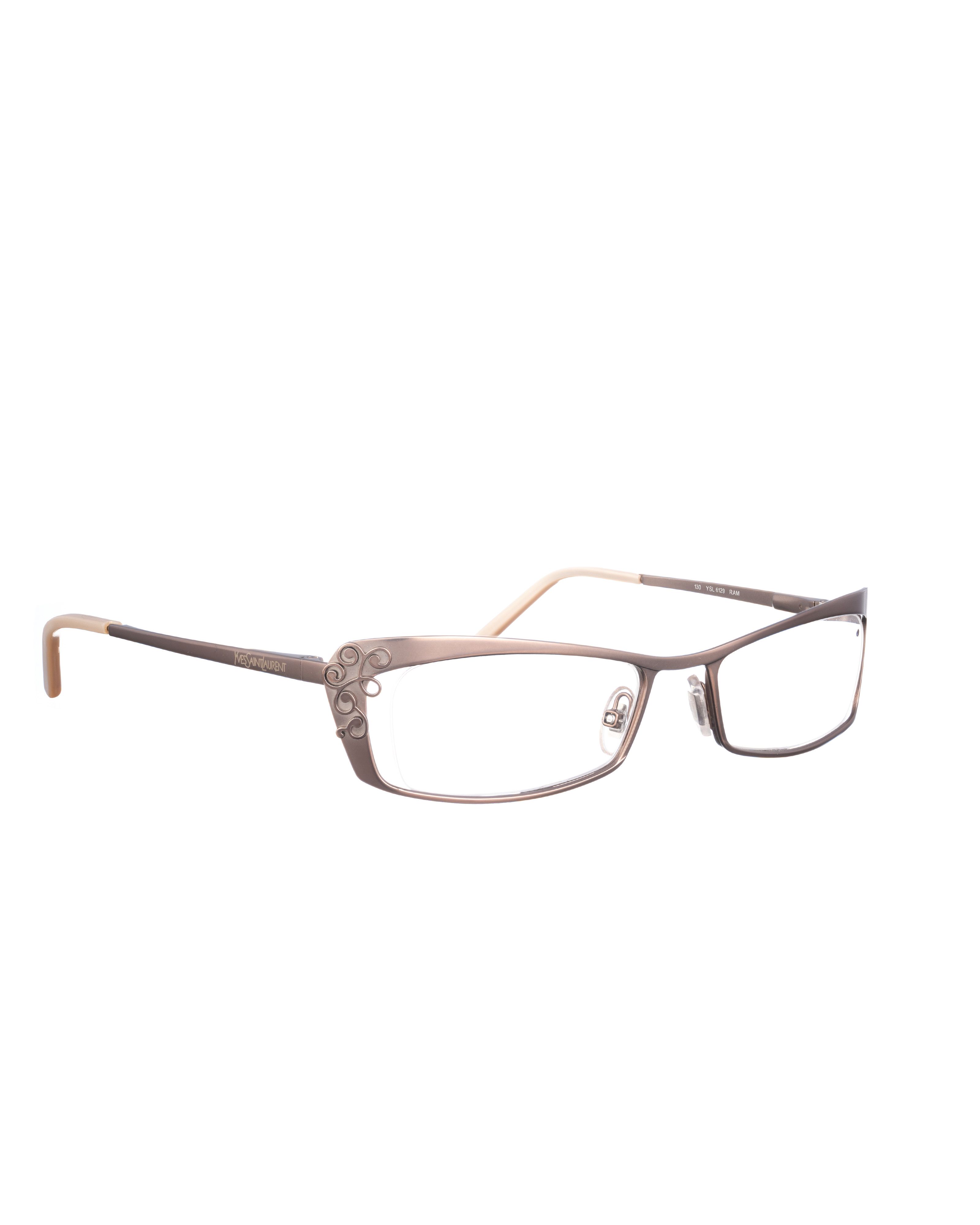 Yves Saint Laurent Dark Brown Glasses with Abstract Detail