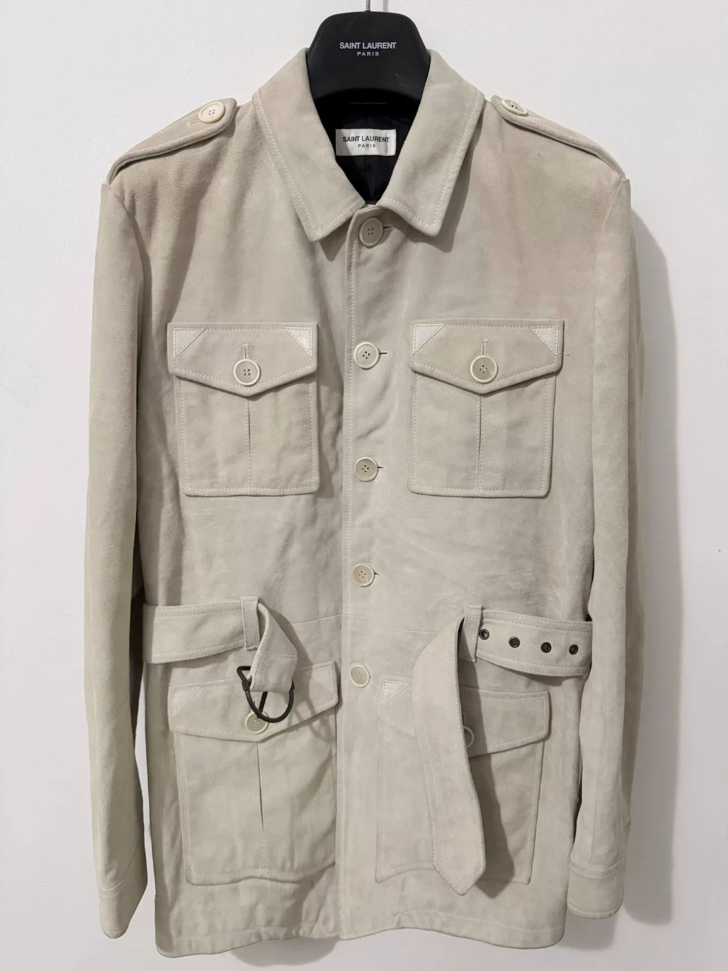 Saint Laurent Paris Saint Laurent Beige Suede Hunting Jacket Size US L / EU 52-54 / 3 - 1 Thumbnail