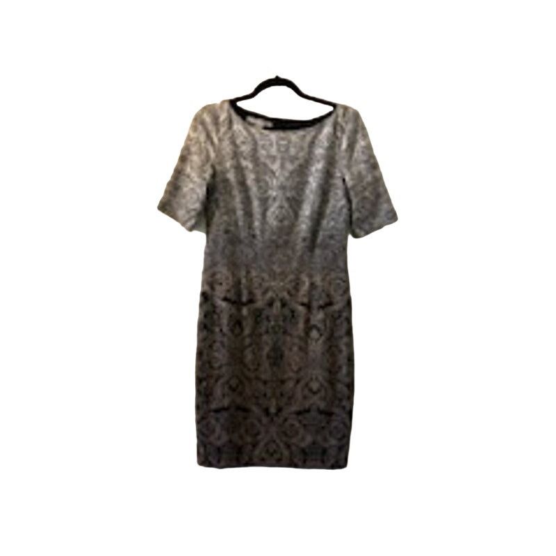 Maggy London Size 6 Elegant Brocade Dress - Black & White -  www.ice4pros.com.br