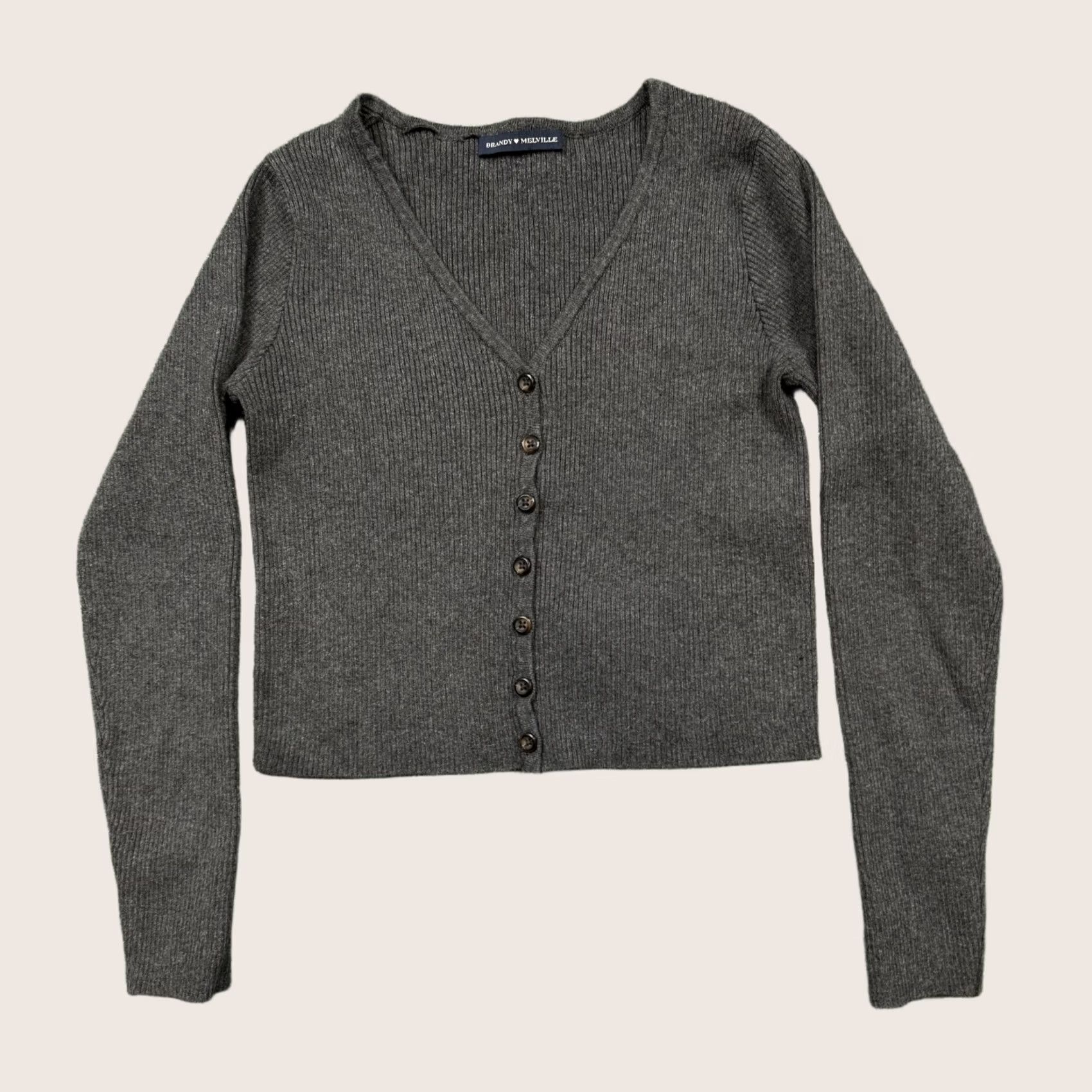 Brandy Melville Brandy Melville Women's Gray Cropped Long Sleeve Casual Shirt Size M Size M / US 6-8 / IT 42-44 - 1 Thumbnail