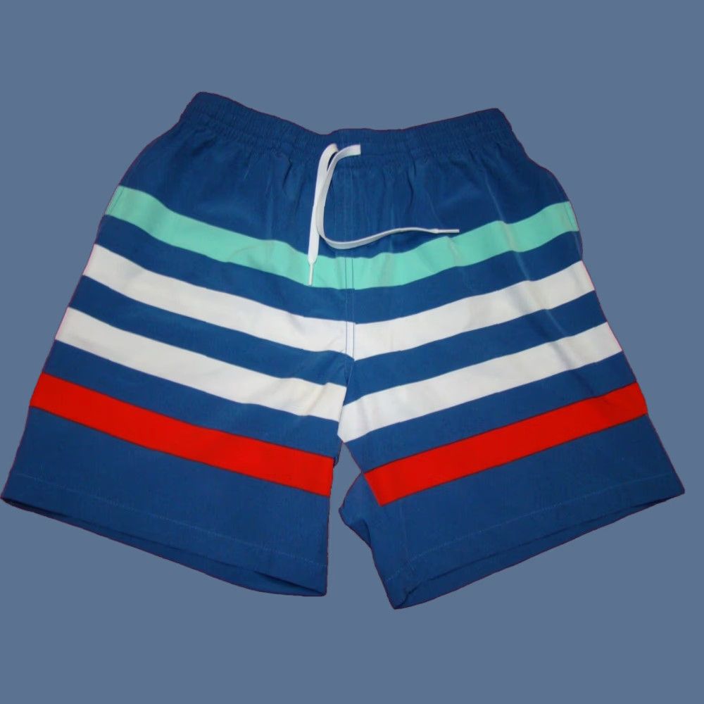 Chubbies Chubbies Men's Medium Striped Lined Swim Trunks Shorts Red White Blue Aqua Hawaiian Pockets Drawstring Size US 31 - 1 Thumbnail