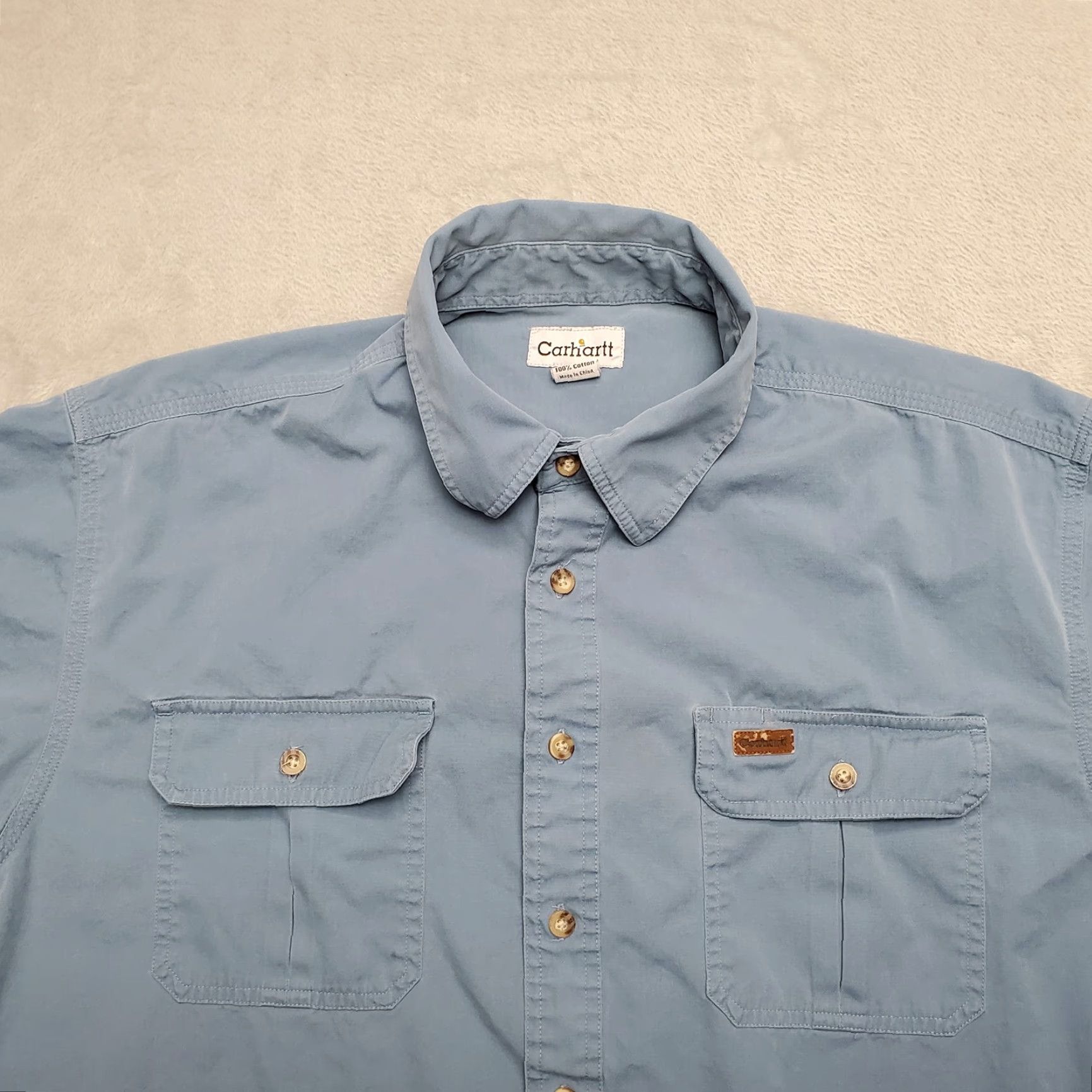 Carhartt Carhartt Shirt Mens XL Blue Button-Up Short Sleeve Work Chore 100% Cotton Casual Size US XL / EU 56 / 4 - 4 Thumbnail