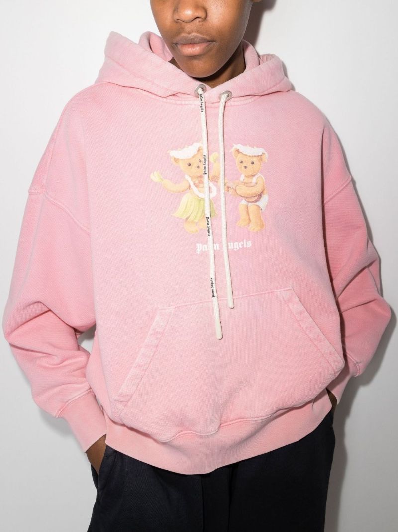 Palm Angels Pink Dancing Bears Logo Oversized Hoodie Size L / US 10 / IT 46 - 4 Thumbnail
