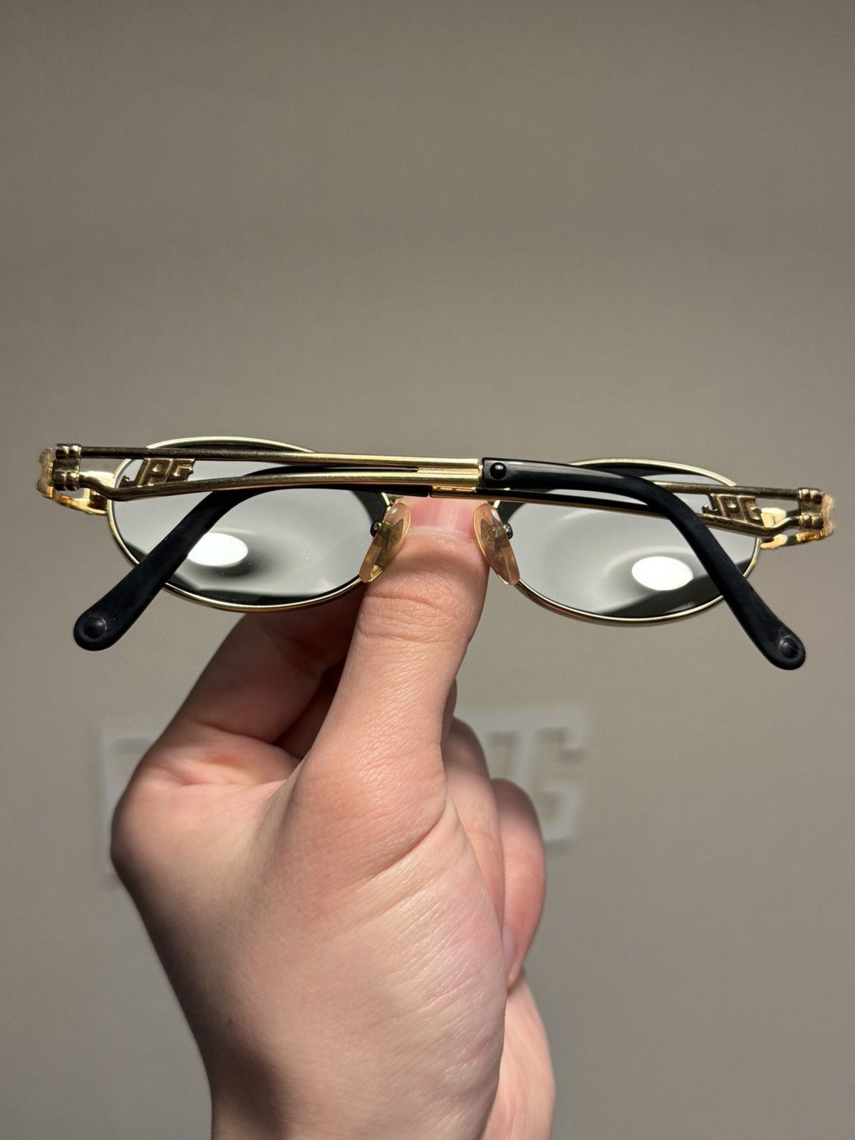 Jean Paul Gaultier Jean Paul Gaultier JPG Gold Double-Bar Oval Sunglasses Size ONE SIZE - 8 Thumbnail