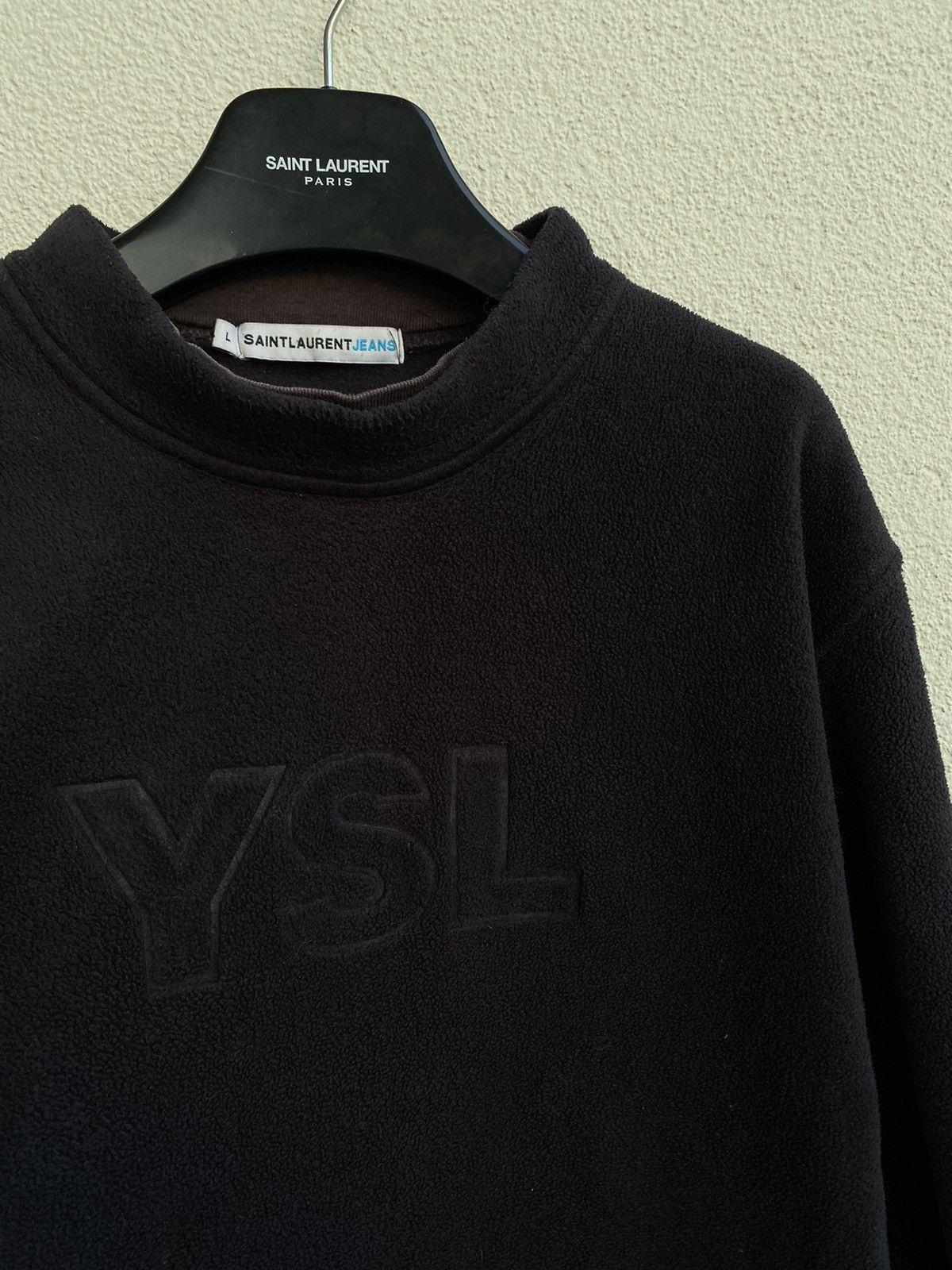 Fleece YSL Sweatshirt Black Big Logo YSL Sweater