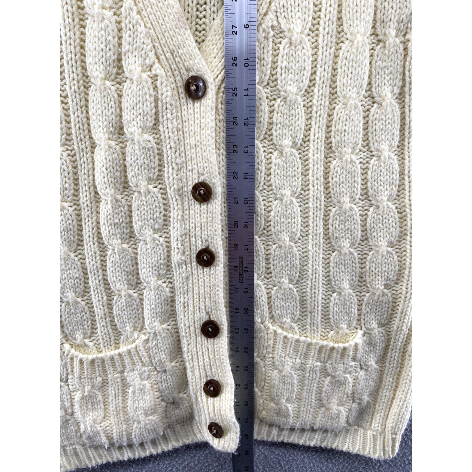 Vintage VINTAGE Hand Full Cardigan Sweater Womens 42 Yellow 100% Virgin Acrylic Size 42 Size M / US 6-8 / IT 42-44 - 7 Thumbnail