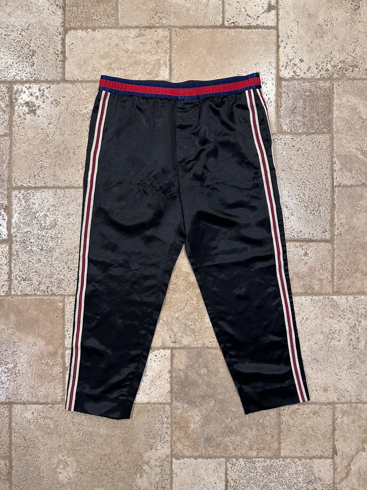 Gucci Gucci Satin Stripe Skull/Snake Motif Logo Black Lounge Pants Size US 34 / EU 50 - 13 Thumbnail