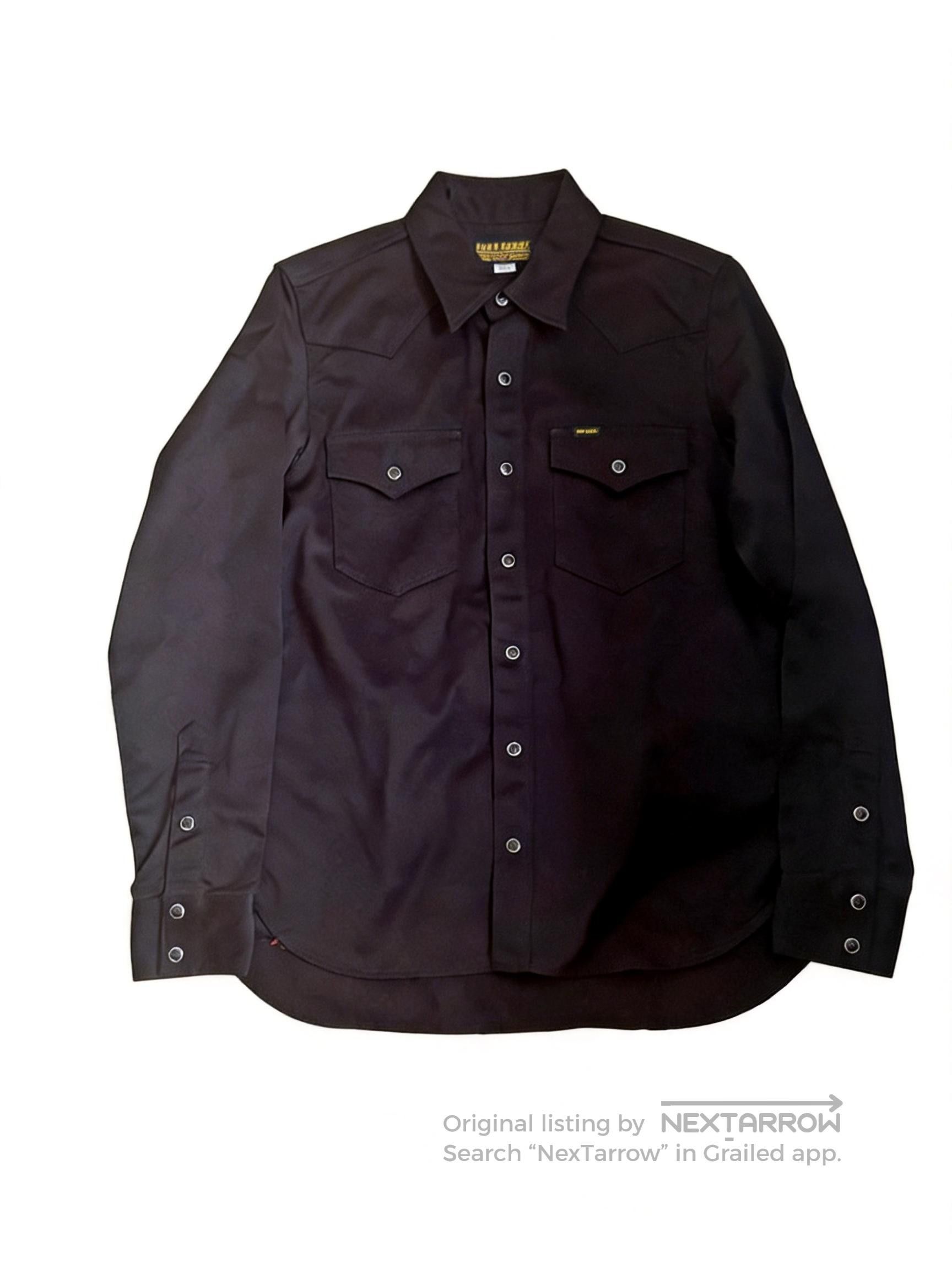 Iron Heart Mock Twist Selvedge Chambray Work Shirt Black | Grailed