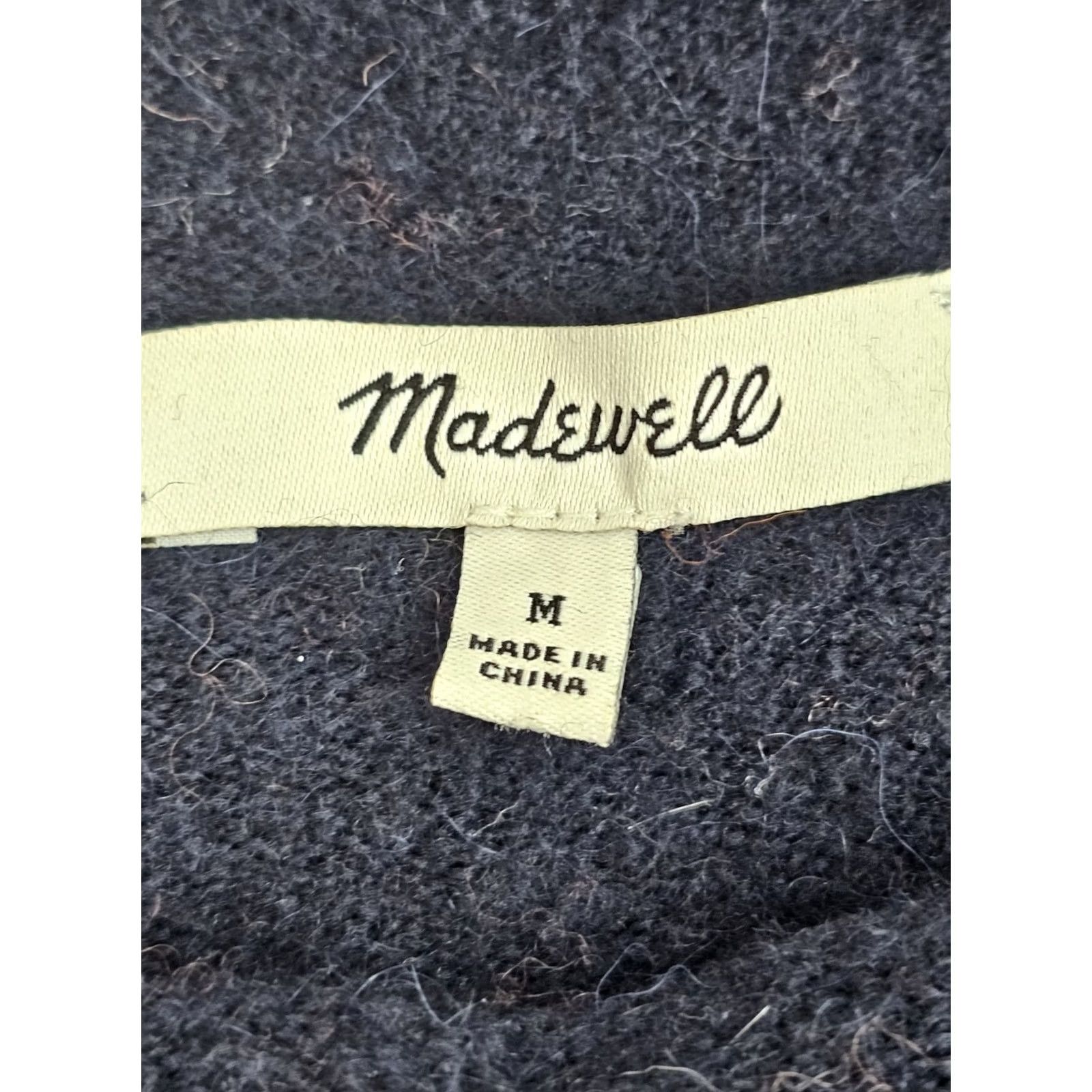 Madewell Madewell Cardigan Sweater Women M Blue Orange Wool Alpaca Knit Pullover Mock Neck Pockets Striped Bohemian Classic Retro Fall Spring Winter Size M / US 6-8 / IT 42-44 - 3 Thumbnail
