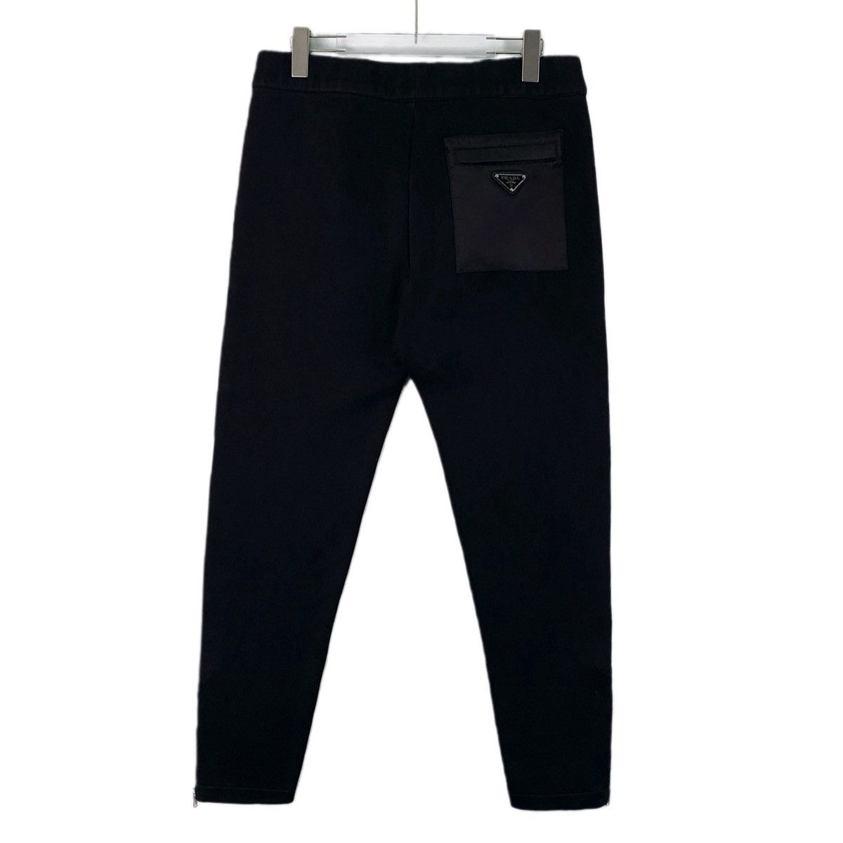 Prada Prada Black Triangle Logo Cotton Casual Pants K26WX Size US 32 / EU 48 - 2 Thumbnail