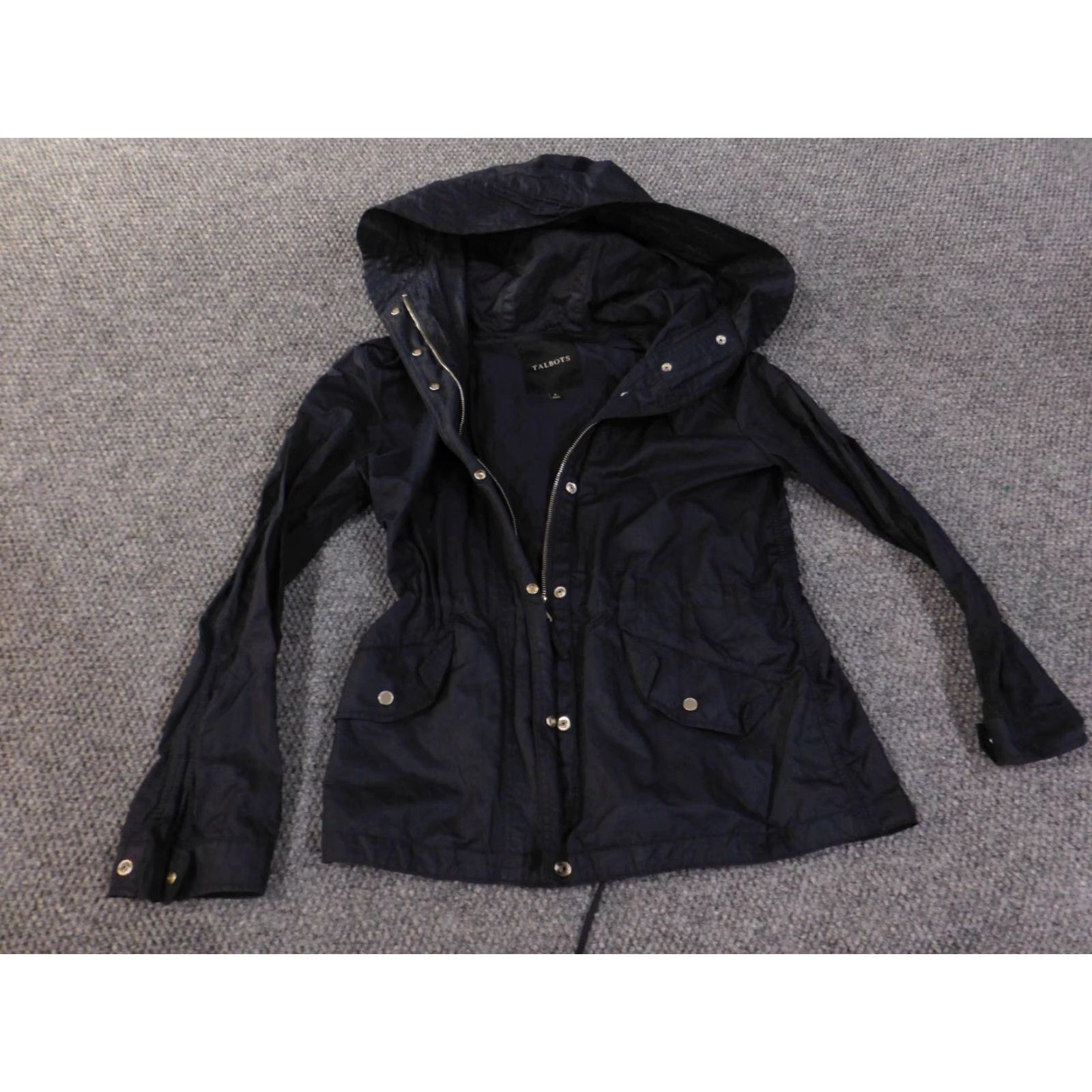 Talbots Talbots Jacket 6 Blue Zip Hoodie Womens Cotton Metallic Drawstring Casual Jacket Size M / US 6-8 / IT 42-44 - 4 Thumbnail