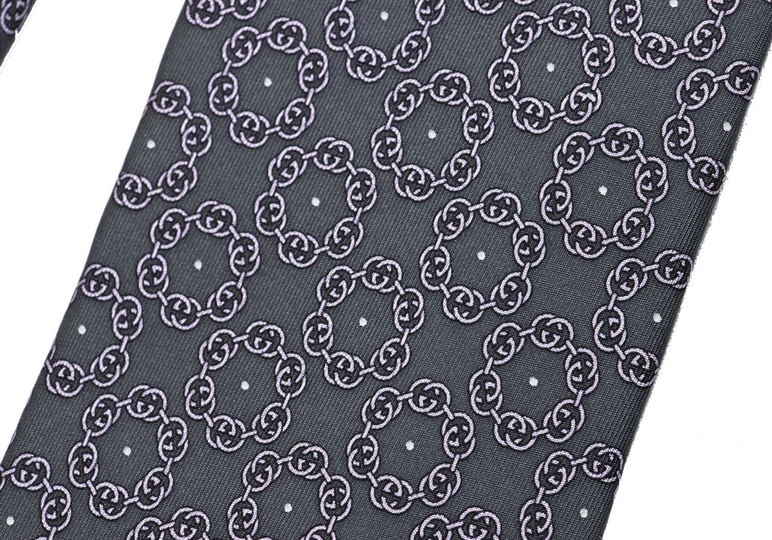 Gucci GG Circle Print Silk Tie in Gray Pink Size ONE SIZE - 4 Thumbnail