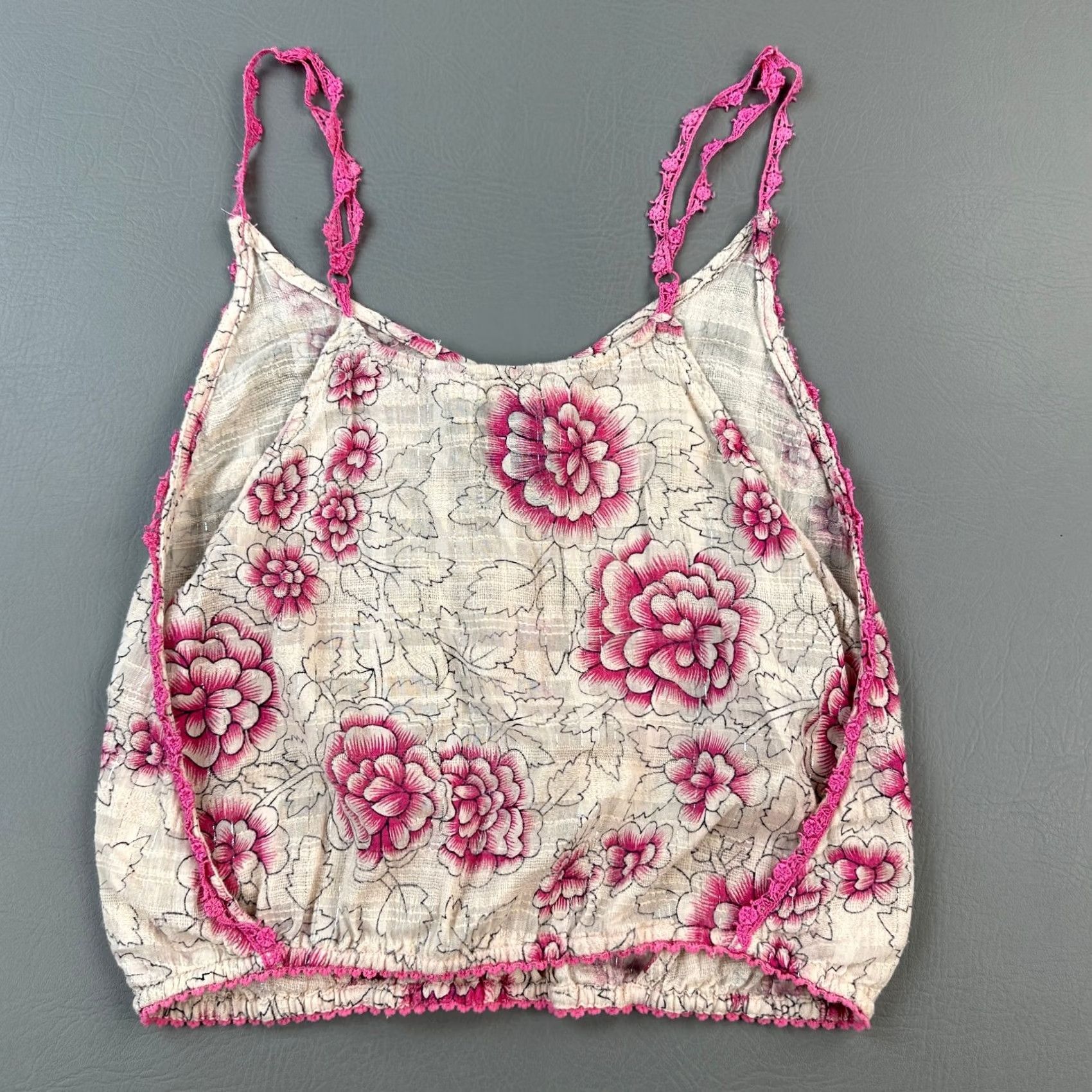 Free People Free People Top Womens XS Crop Women Beige Pink Floral Boho Cottagecore Cami Size XS / US 0-2 / IT 36-38 - 6 Thumbnail