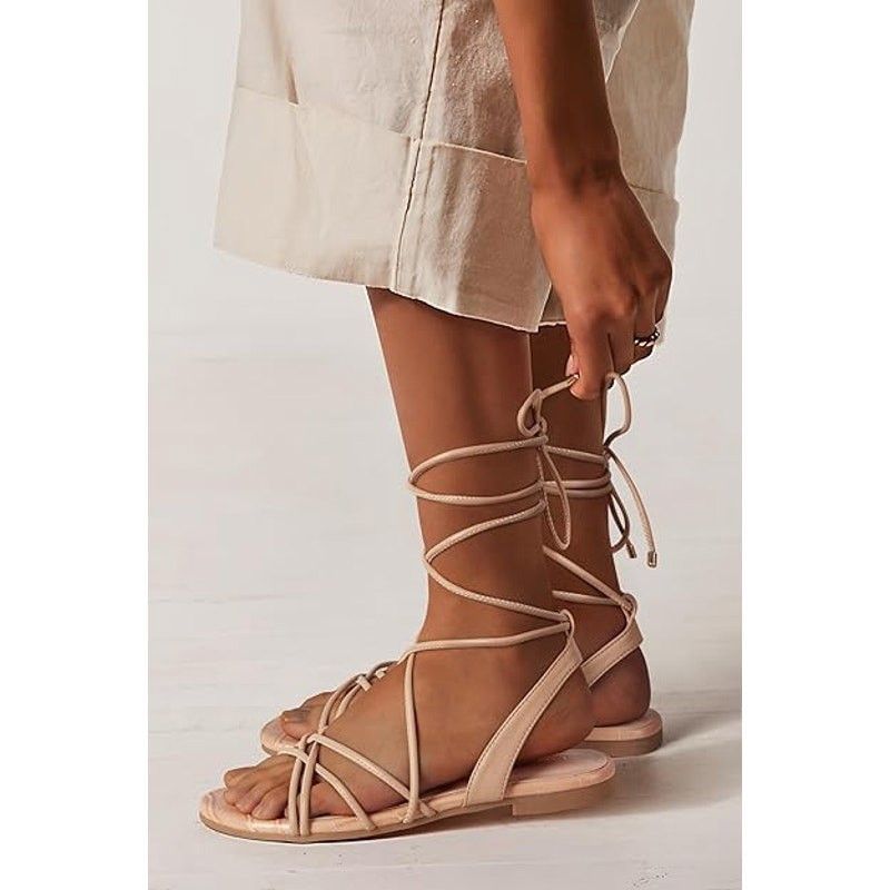 Other Womens Size 8 Pink Gladiator Lace Up Flat Sandals Shoes Size US 8 / IT 38 - 5 Thumbnail