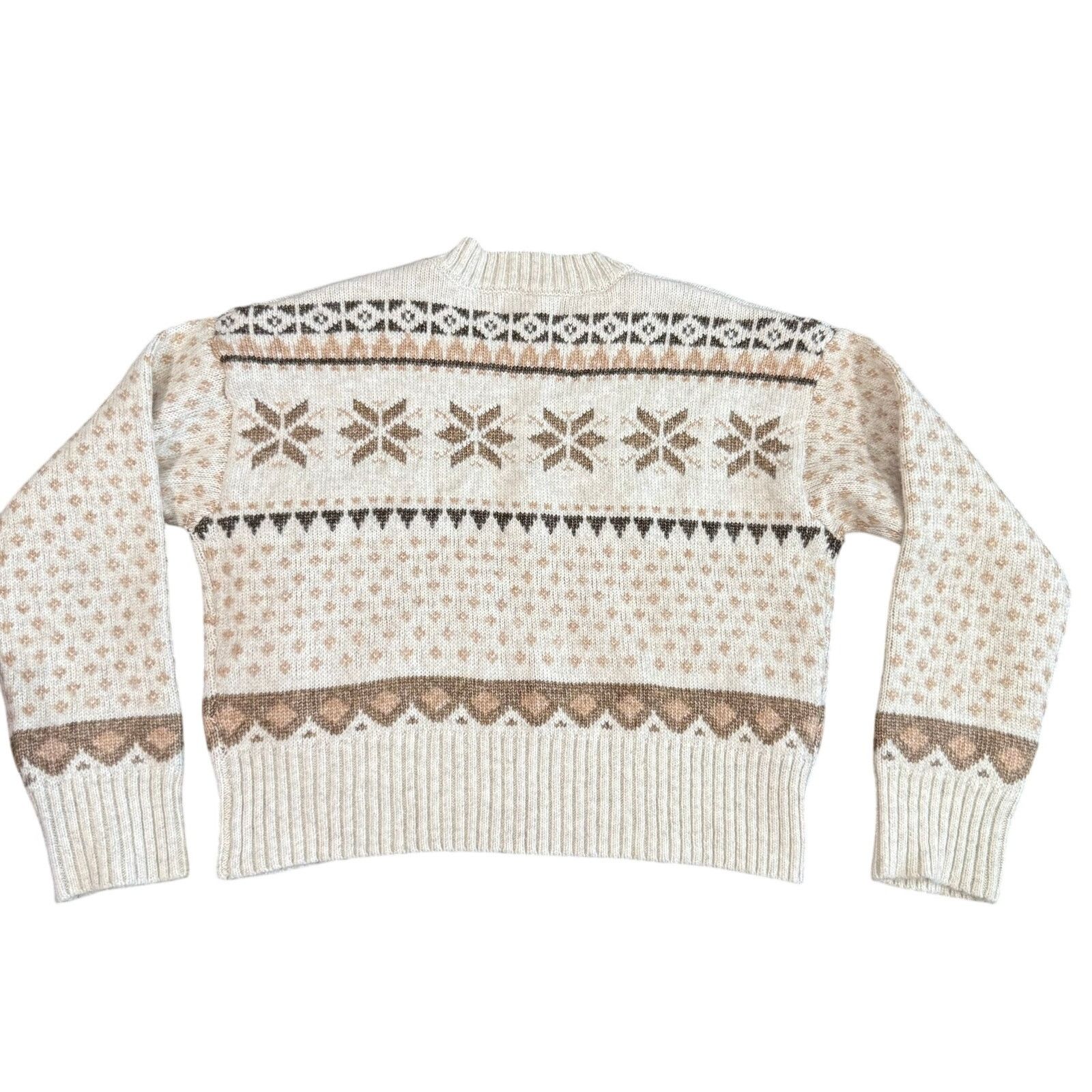 Jessica Simpson Jessica Simpson Patterned Cropped Sweater in Cream, Size L Size L / US 10 / IT 46 - 3 Thumbnail