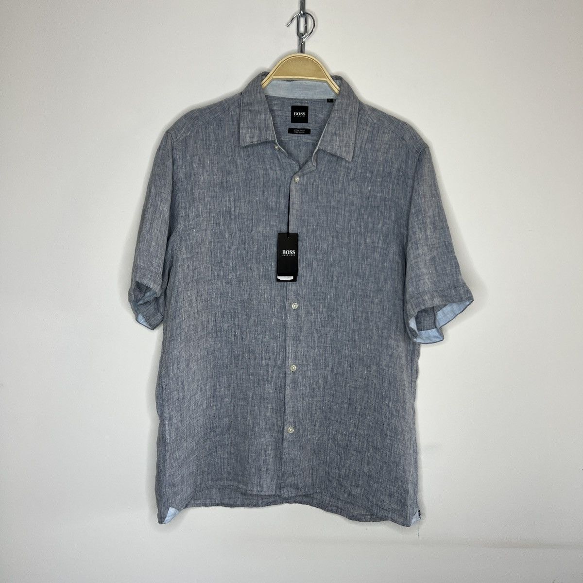 Designer × Hugo Boss Brand New Men’s Hugo Boss Casual Linen Shirt L Grey Size US L / EU 52-54 / 3 - 1 Thumbnail