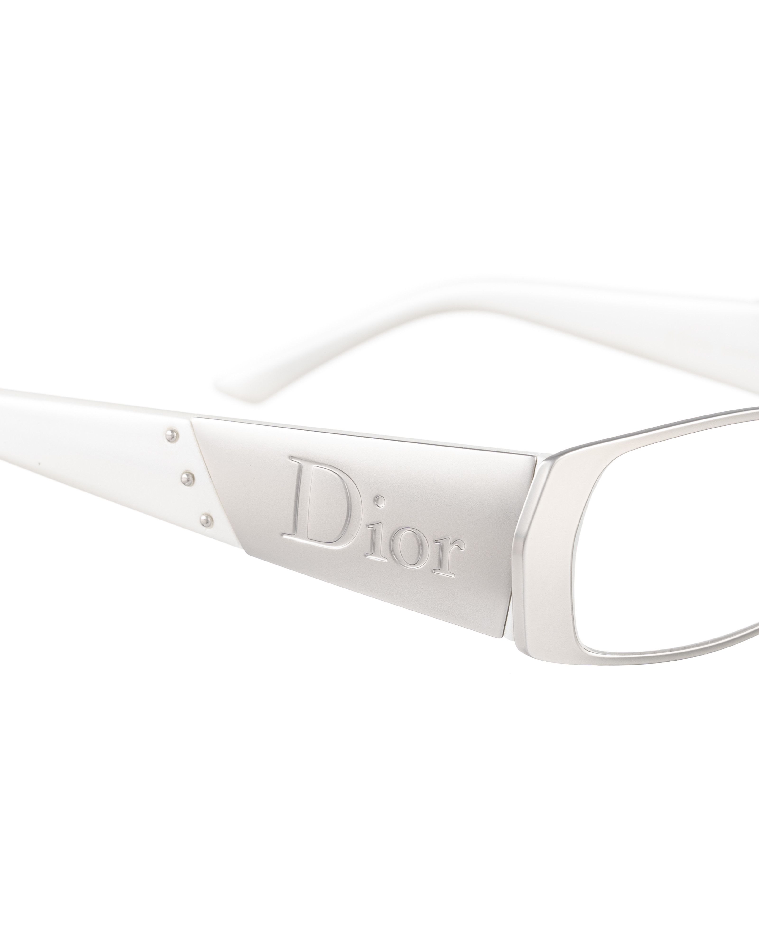 Dior Dior 00s Light Silver Pearl Glasses with Big Logo Size ONE SIZE - 1 Thumbnail