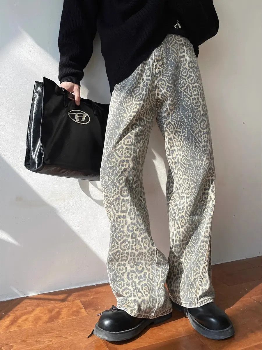 Japanese Brand × Jean Retro loose straight leg casual leopard print jeans Size US 32 / EU 48 - 2 Thumbnail