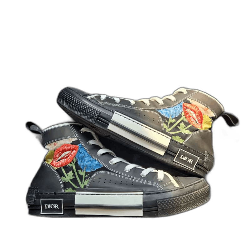 DIOR HighTop Black Floral Sneakers Size 41-2506