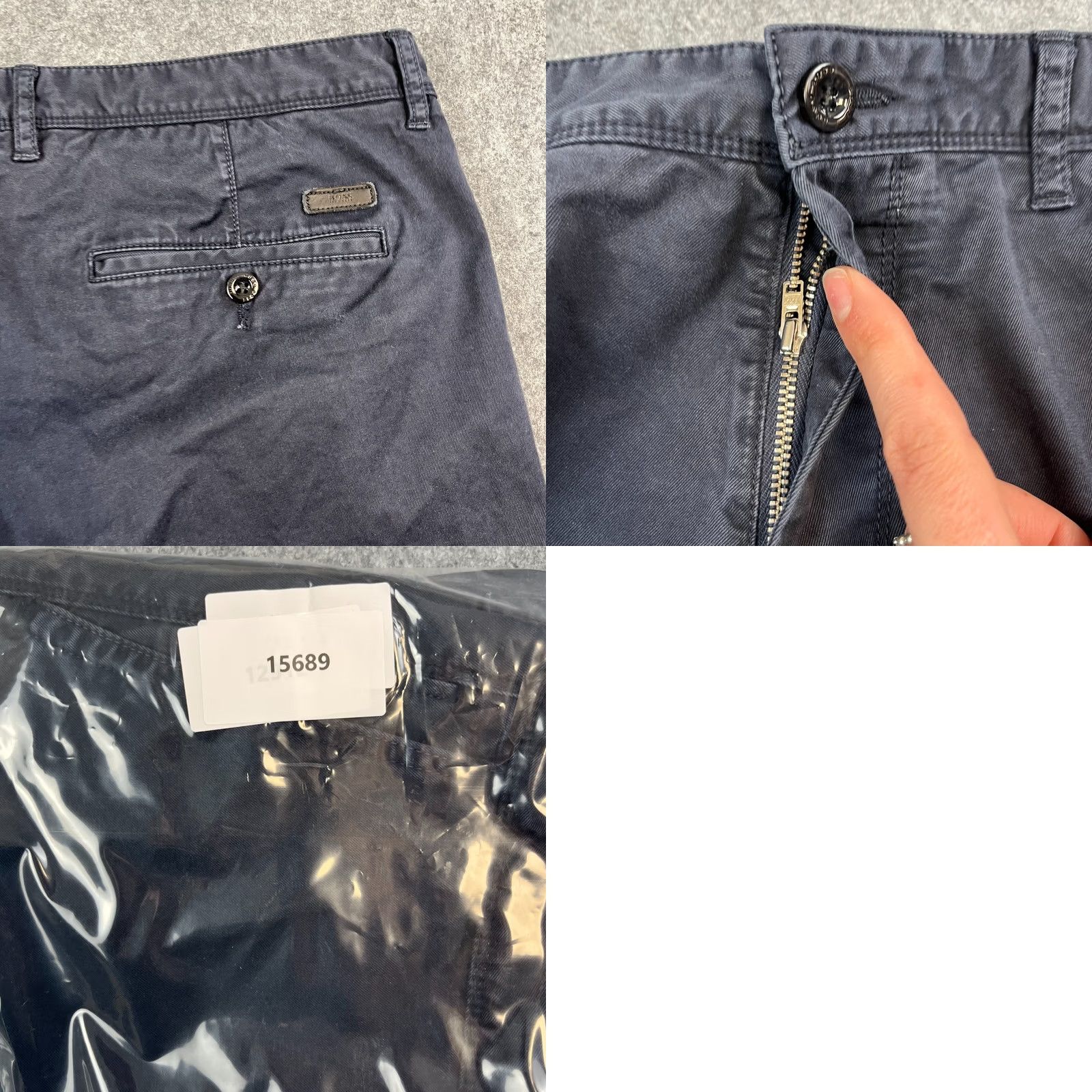 Hugo Boss Hugo Boss Mens Chino Trousers Pants Straight 34 Navy Blue Stretch Cotton Elastane Regular 5-Pocket Logo Front Flat Front Size US 34 / EU 50 - 9 Thumbnail