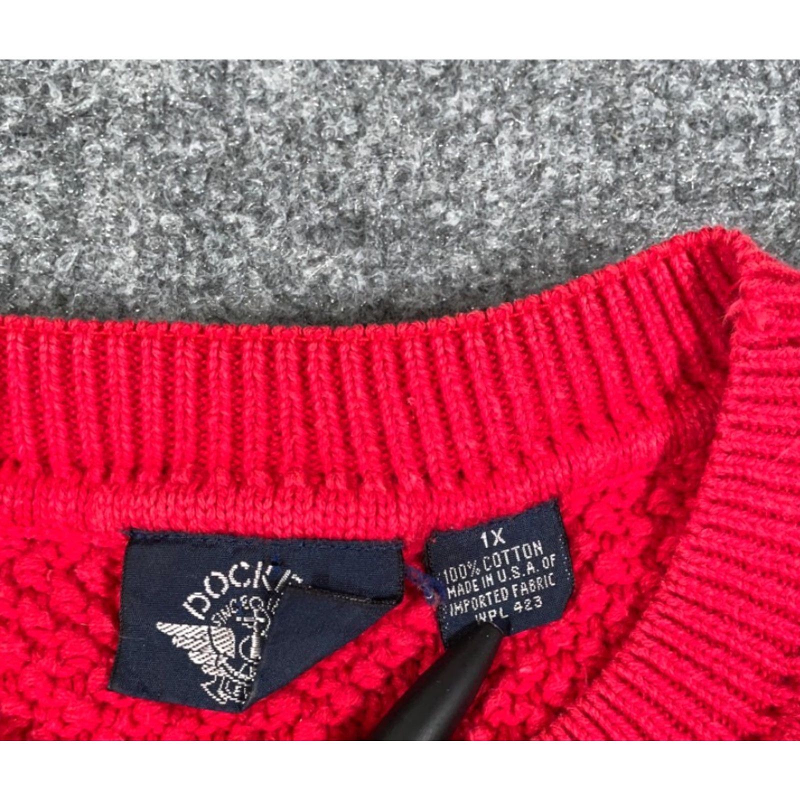 Dockers VTG 90s Dockers Sweater Textured Logo Red 1X Big & Tall Men Crew Neck Heavyweight Cotton USA Made Size US XL / EU 56 / 4 - 3 Thumbnail
