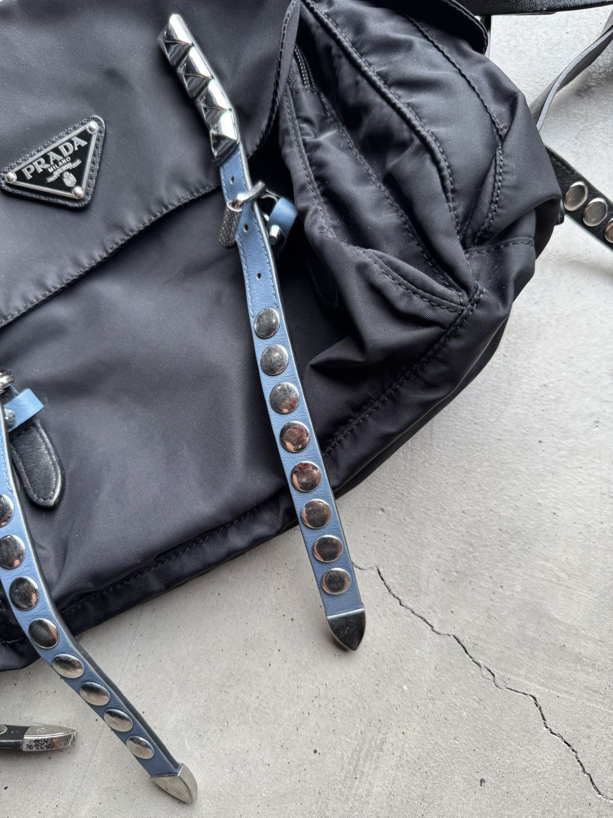 Prada Prada Black/Blue Nylon and Leather New Vela Studded Size ONE SIZE - 7 Thumbnail