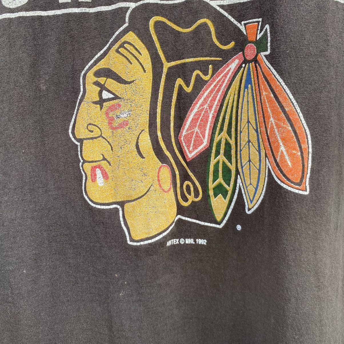 NHL Thrashed Faded Vintage 90s Blackhawks NHL ERD GRUNGE TEE Size US XL / EU 56 / 4 - 4 Thumbnail