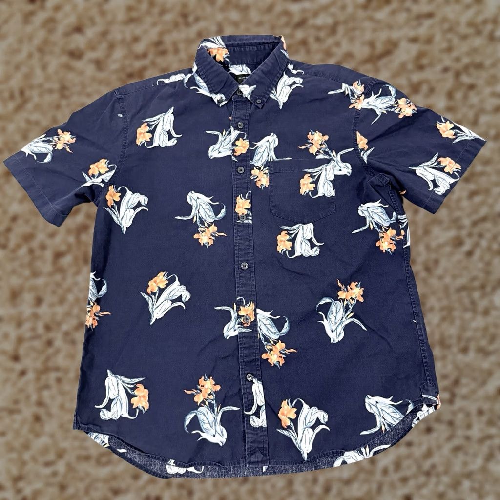 Club Monaco Club Monaco Slim Fit Short Sleeve Floral Button Down Shirt Men's Sz Medium Blue Size US M / EU 48-50 / 2 - 1 Thumbnail