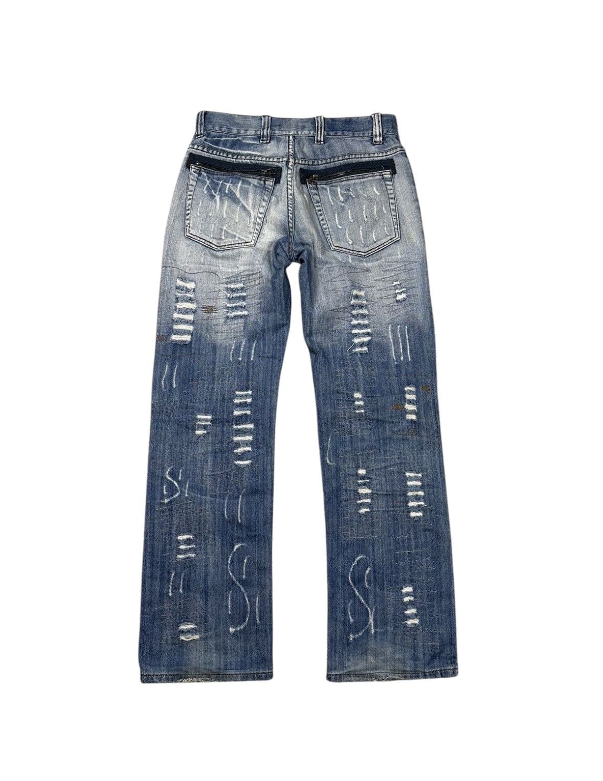 Japanese Brand × Vintage Vintage y2k Distressed Reworked Washed Blue Denim Pants Jean Size US 32 / EU 48 - 8 Thumbnail