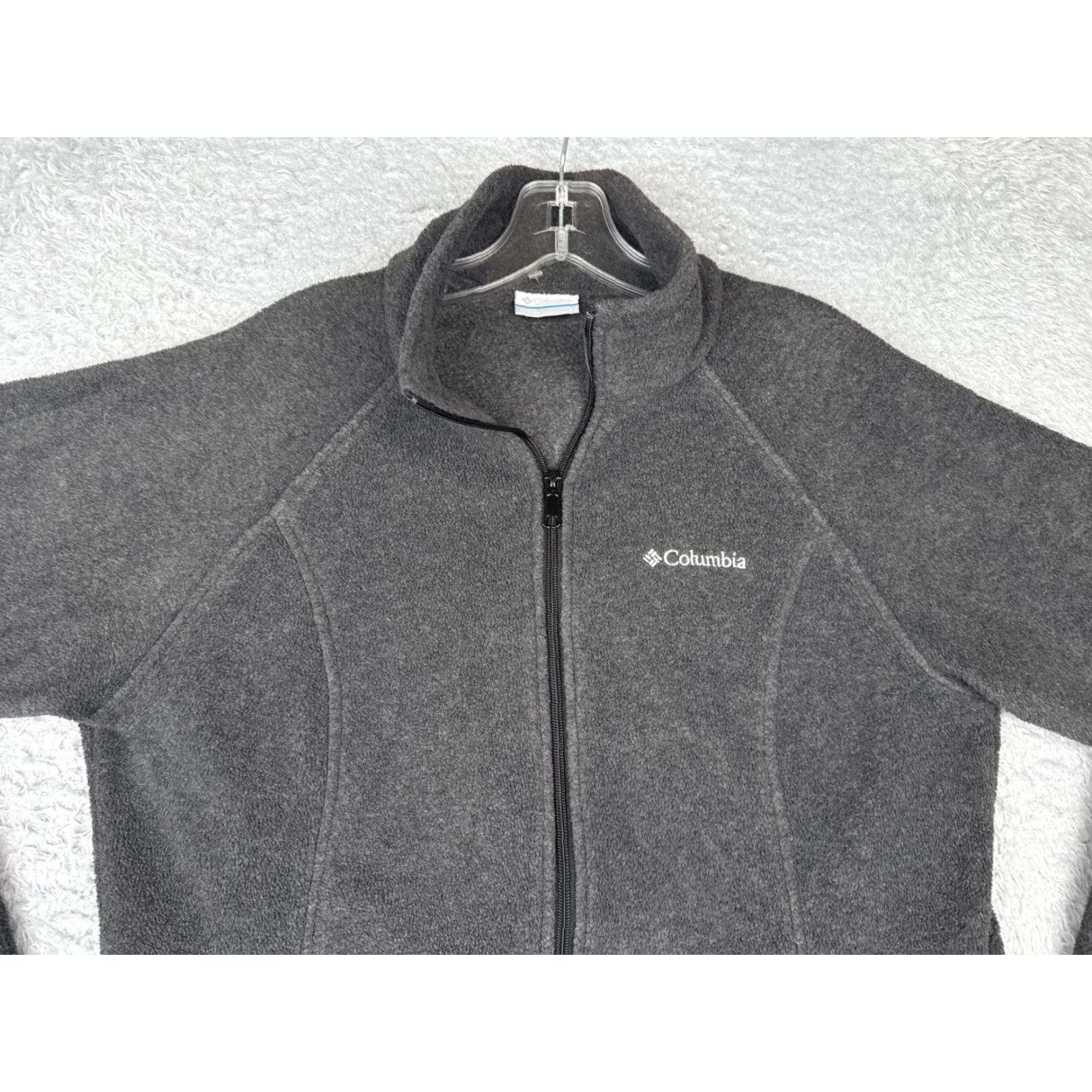 Vintage Columbia Jacket Womens Large Gray Full Zip Fleece Pockets Mock Neck Polyester Outdoor Casual Size L / US 10 / IT 46 - 7 Thumbnail