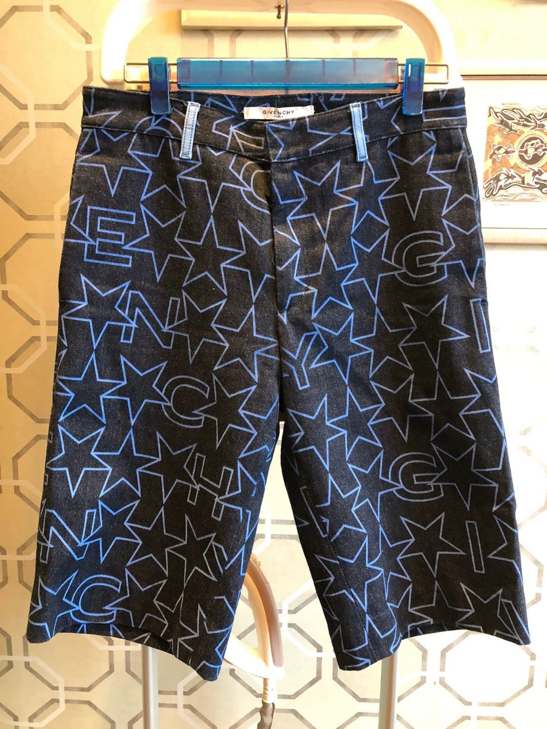 Givenchy Givenchy Blue Star Print Denim Shorts Size US 29 - 1 Thumbnail