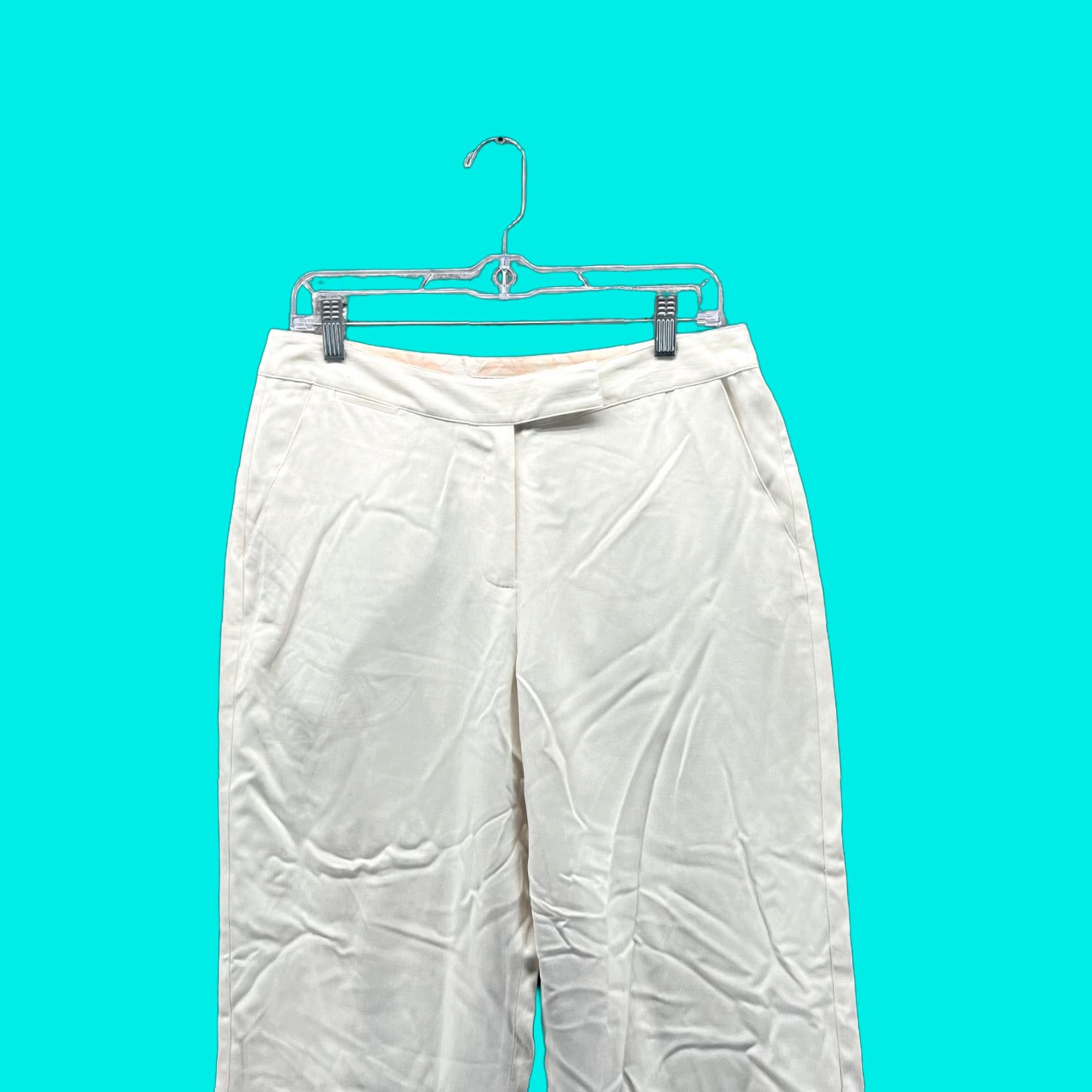 Tommy Bahama Tommy Bahama Pants Women 8 Ladies White Silk Flat Front Chino Casual Straight Size 30" / US 8 / IT 44 - 1 Thumbnail