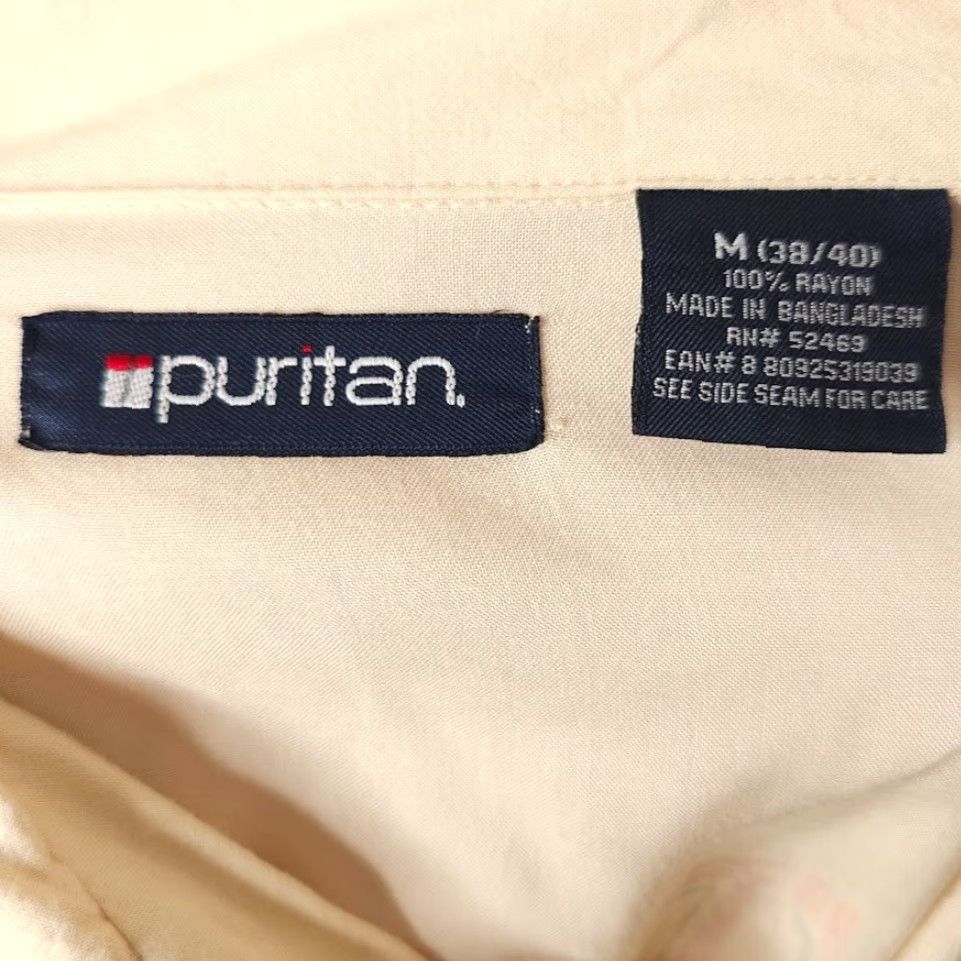 Vintage Puritan Tiki Lounge Camp Shirt Mens Beige M Short Sleeve Button-Up Hawaiian 90s? (Note: Original lacks decade; please verify) Size US M / EU 48-50 / 2 - 6 Thumbnail
