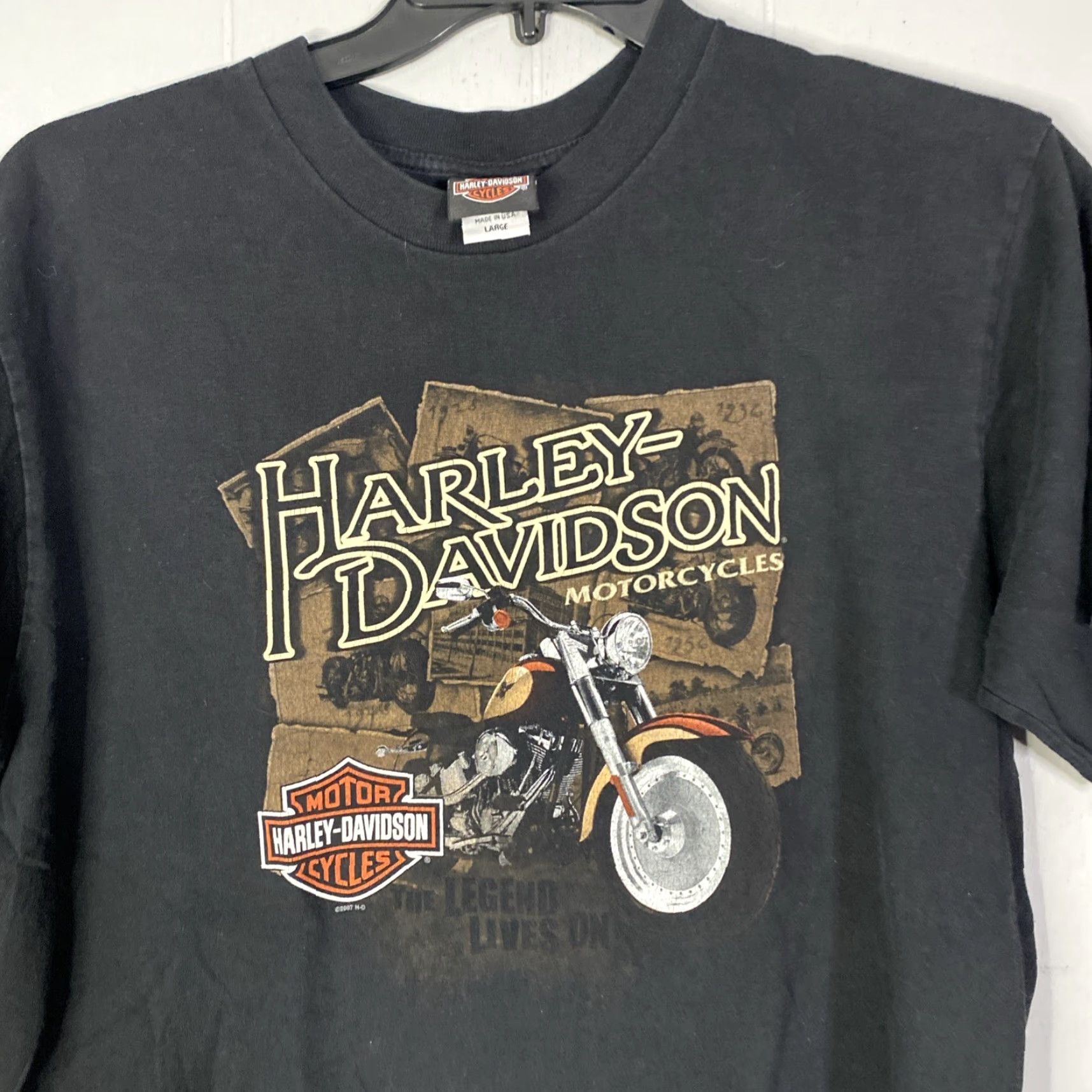 Harley Davidson Harley-Davidson T-Shirt Black Large L USA Motorcycle Biker Alberta Edmonton 2007 22x30 Men Shirt Size US L / EU 52-54 / 3 - 3 Thumbnail
