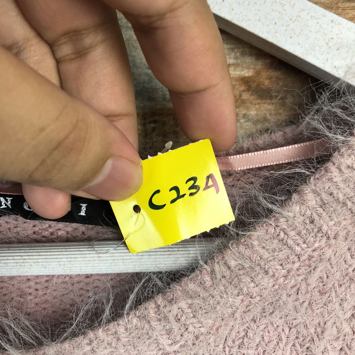Homespun Knitwear DLL Ingni Pink Mohair shaggy fur Knitwear #C234 Size S / US 4 / IT 40 - 10 Thumbnail