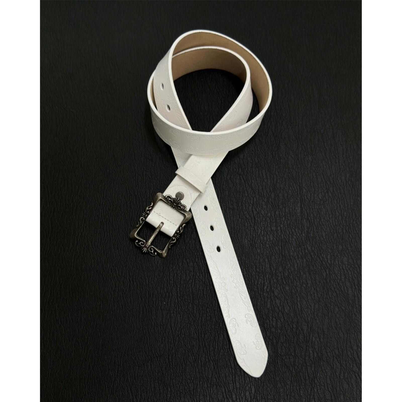 Other White Porcelain Relief Embossed Belt Size ONE SIZE - 1 Thumbnail