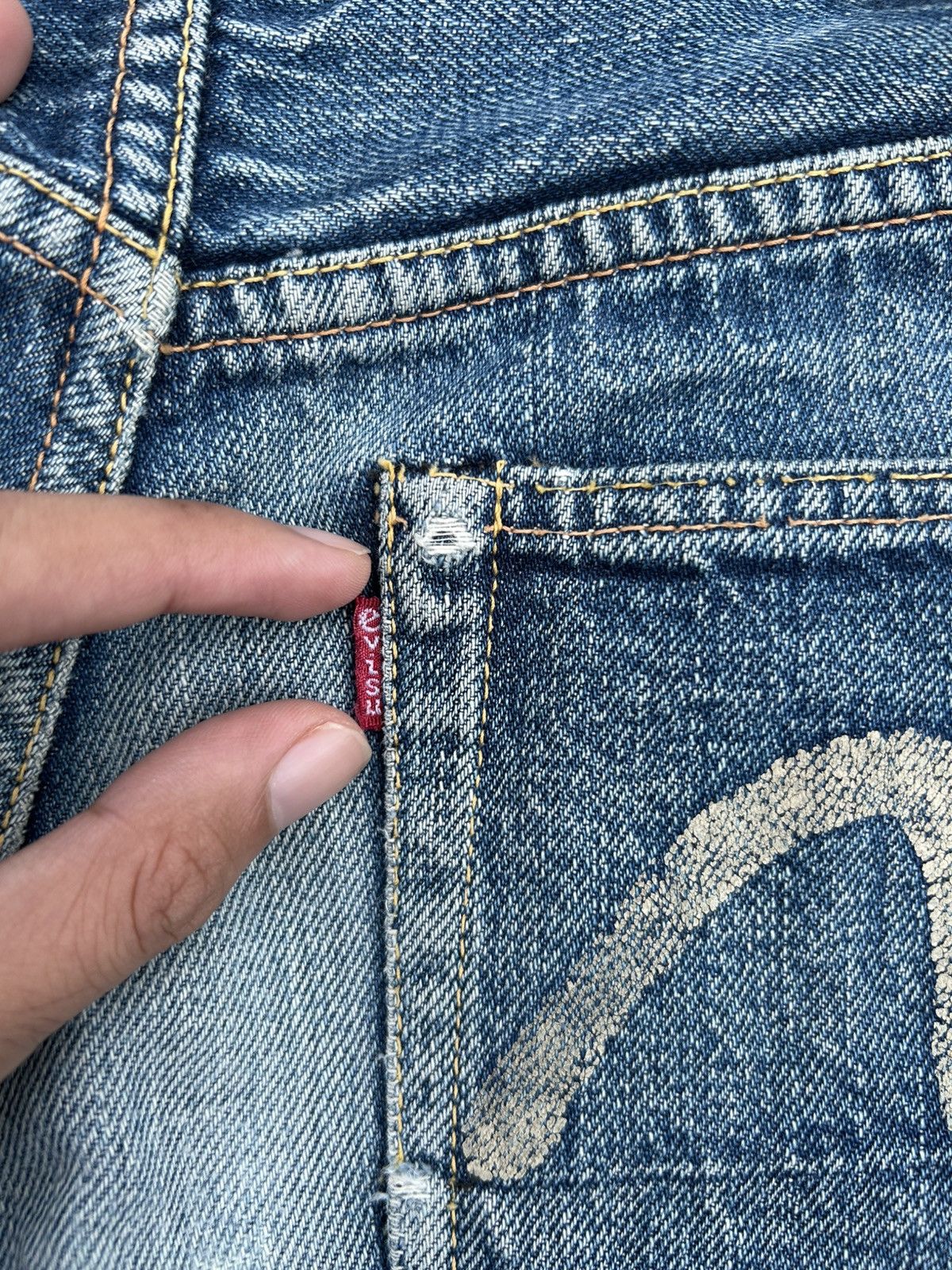 Evisu Vintage Buckle Back Evisu Selvedge Repair Denim jeans Size US 27 - 4 Thumbnail