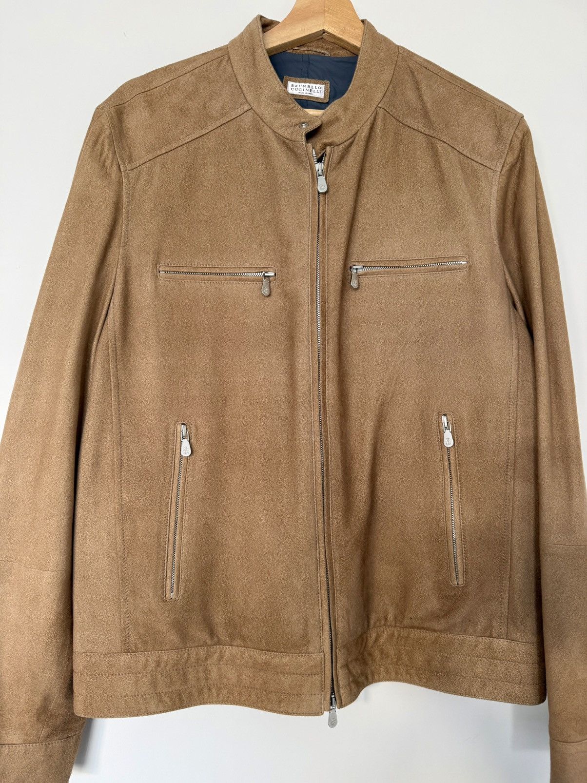 Brunello Cucinelli Suede moto jacket - as new. Size US M / EU 48-50 / 2 - 1 Thumbnail