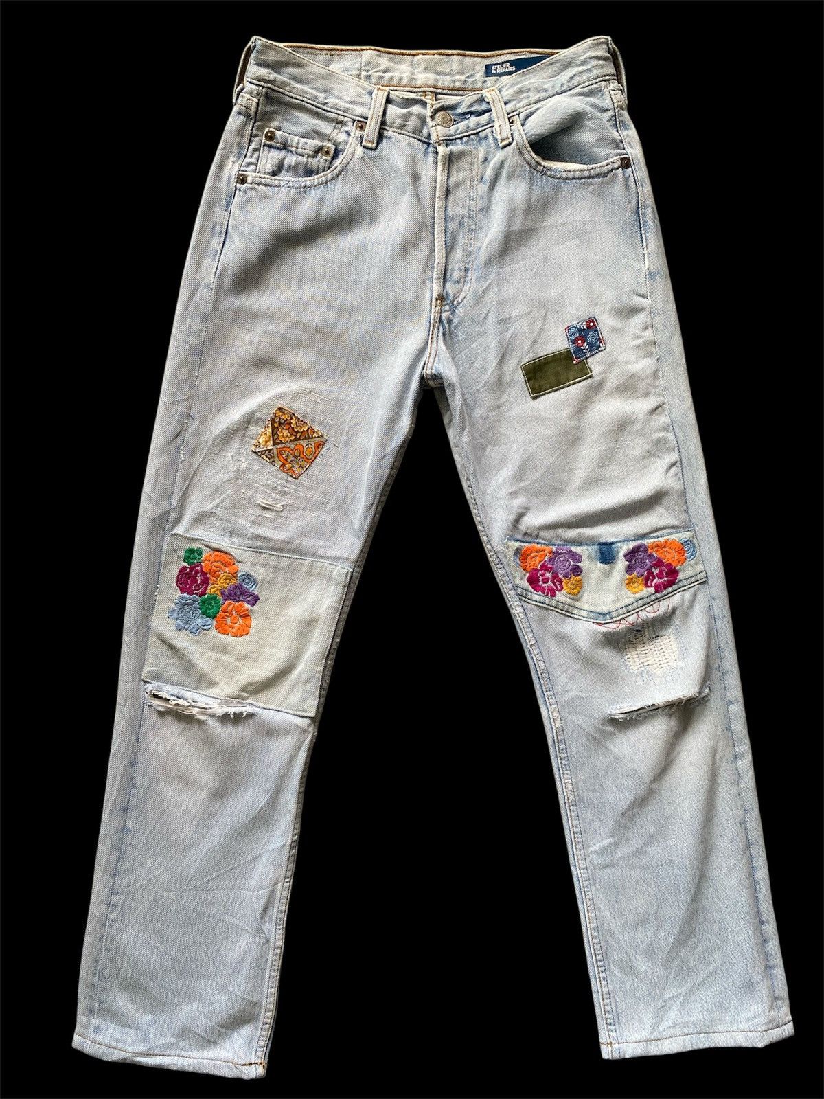 Atelier & Repairs × Levi's × Vintage Vintage Levi's 501 Patchwork Denim Jeans Reworked 31x30 Size US 28 / EU 44 - 1 Thumbnail