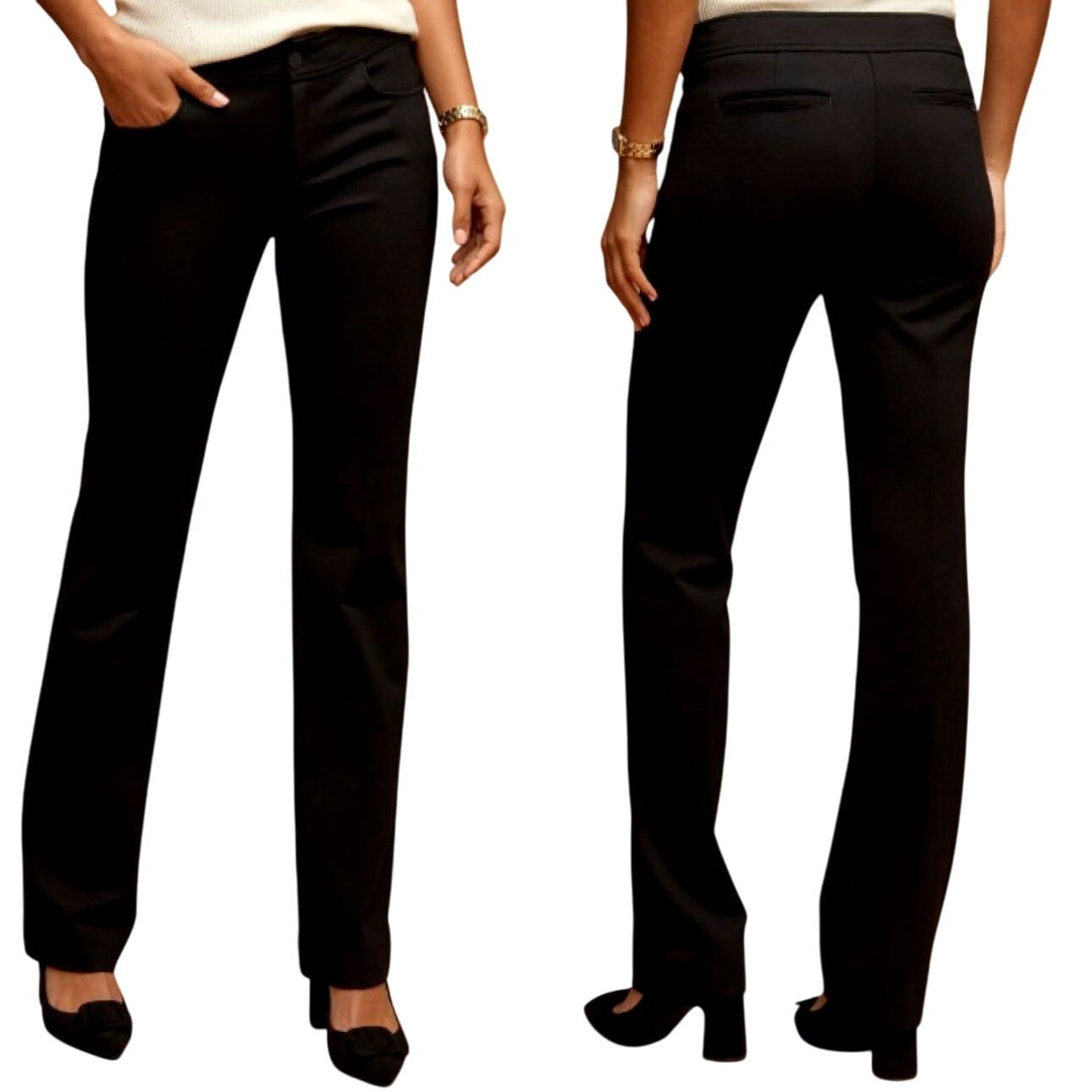 Anne Klein Anne Klein Black Boot Leg Pants Trousers 6 Academia 31" Ins Size 28" / US 6 / IT 42 - 1 Thumbnail