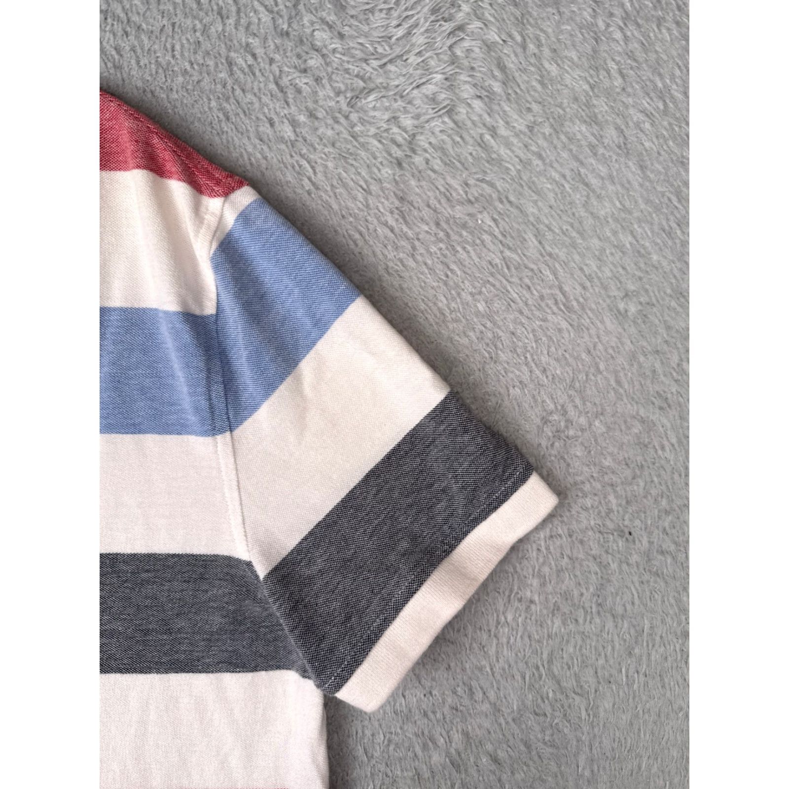 Tommy Hilfiger Tommy Hilfiger Polo Shirt Men Large White Blue Red Stripe Cotton Custom Fit READ Size US L / EU 52-54 / 3 - 2 Thumbnail