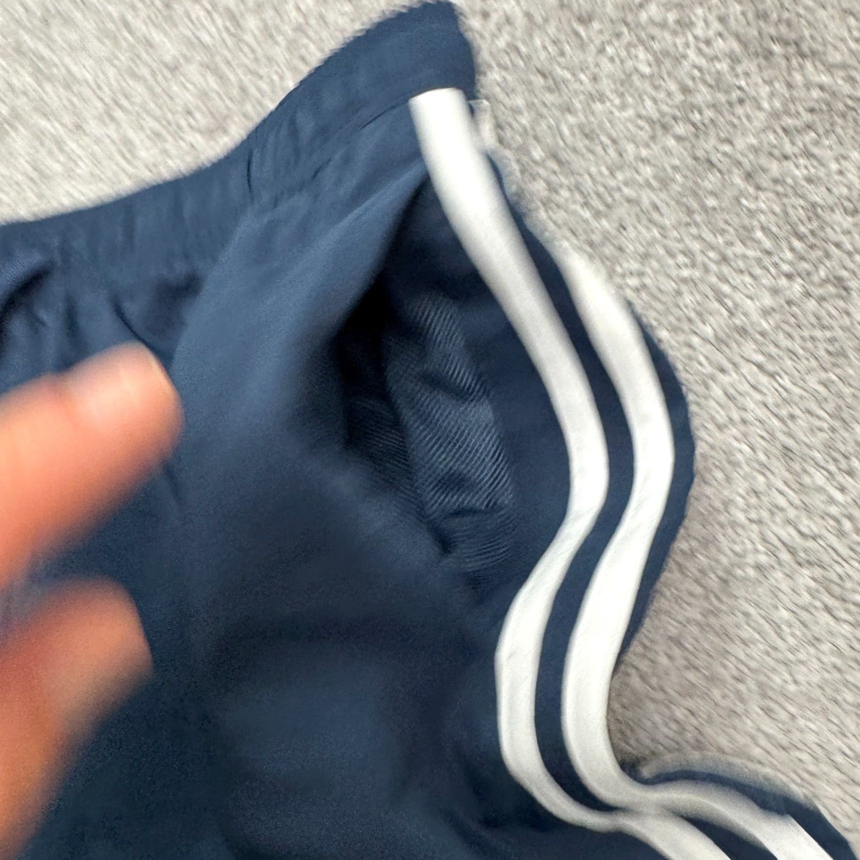 Adidas Adidas 3 Stripe Running Shorts Mens Large Dark Blue Lined Athletic Gym Active Size US 33 - 5 Thumbnail