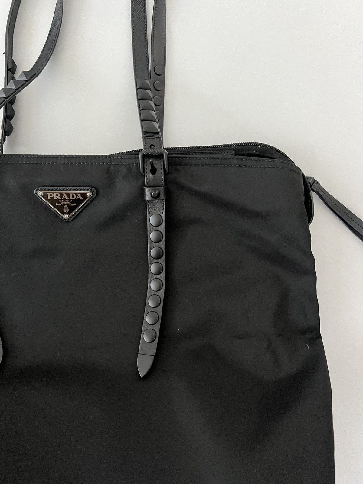 Prada Prada Nylon New Vela Studded Tote Black Size ONE SIZE - 7 Thumbnail