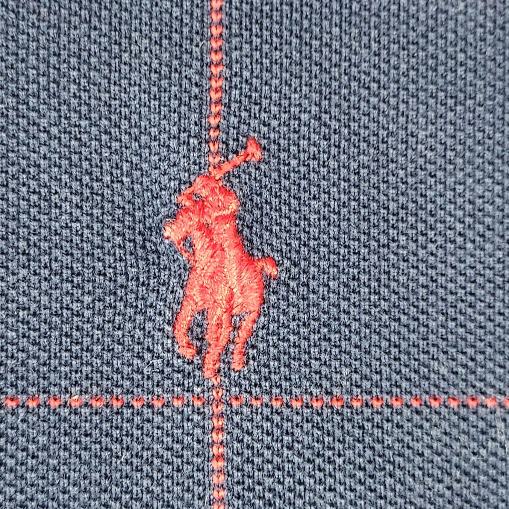 Polo Ralph Lauren Polo Ralph Lauren Polo Shirt Men XL Navy Red Windowpane Grid Cotton Knit Short Sleeve Collared Logo USA Size US XL / EU 56 / 4 - 3 Thumbnail