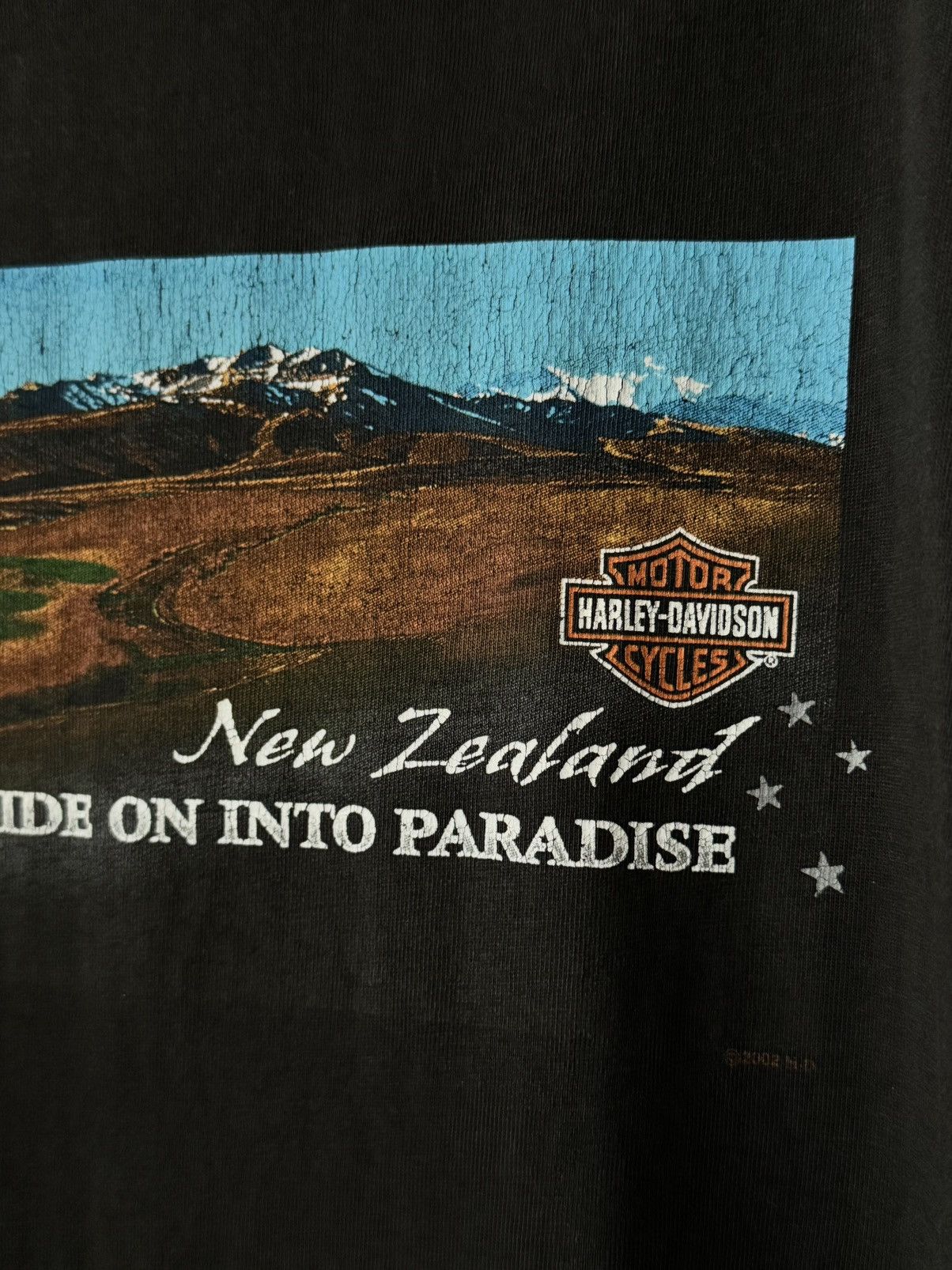 Harley Davidson × Vintage Vintage 2002 Harley Davidson ‘New Zealand’ Distressed Tee Size US XXL / EU 58 / 5 - 5 Thumbnail