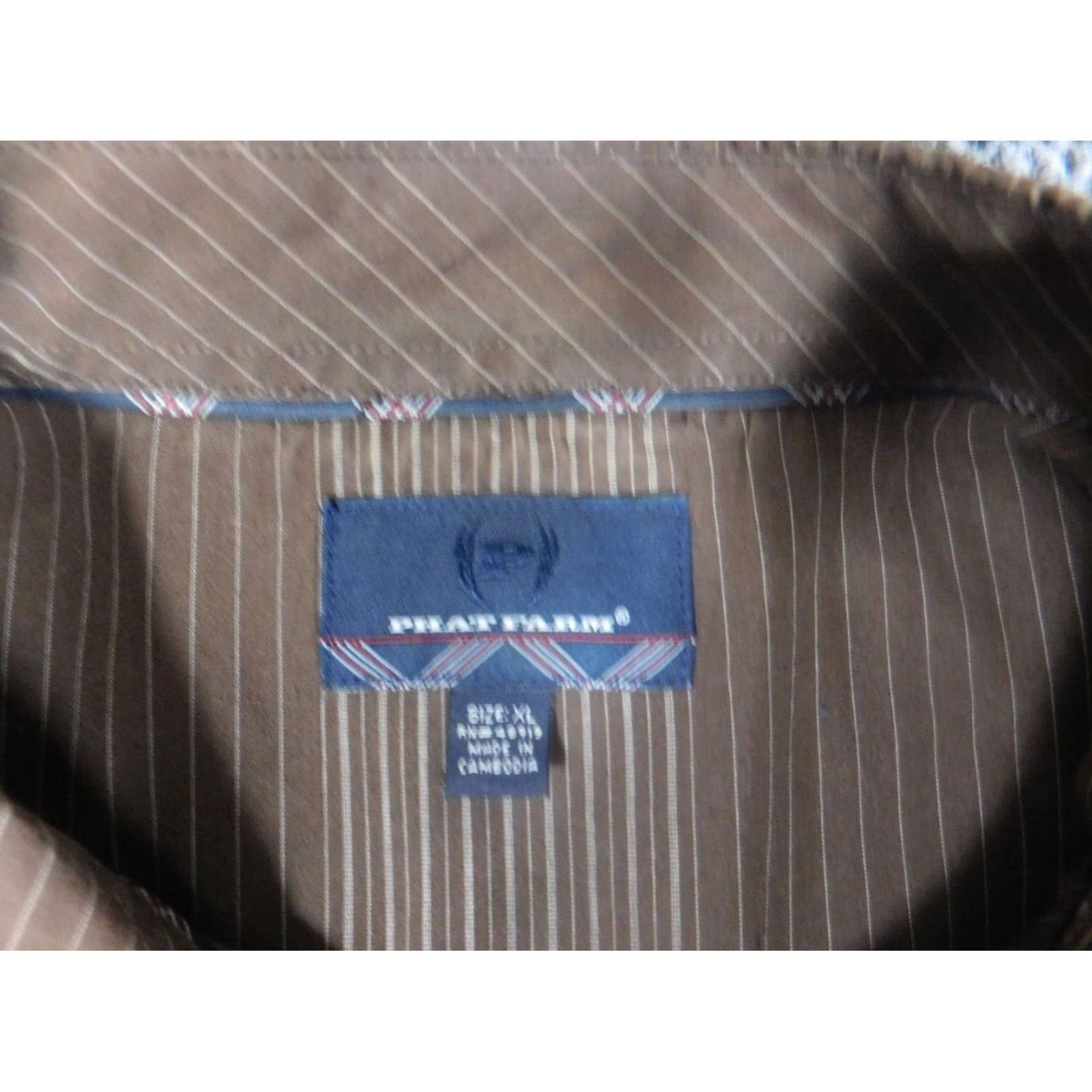 Phat Farm Phat Farm Shirt Mens XL Brown Button-Down Striped Knit Cotton Long Sleeve Classic Hip Hop Size US XL / EU 56 / 4 - 5 Thumbnail