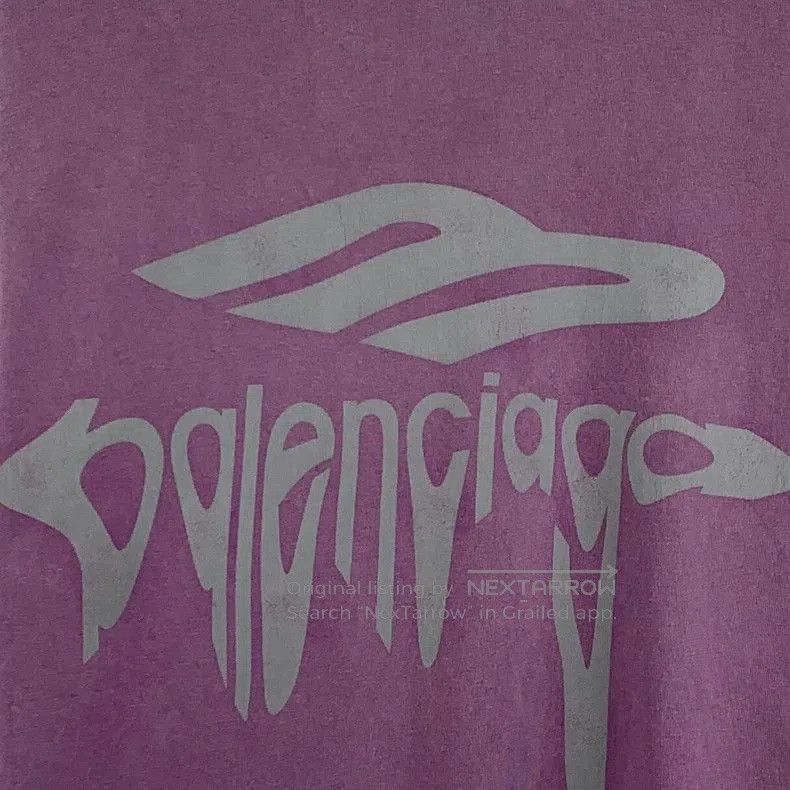 Balenciaga Balenciaga Purple Distressed Logo Cotton T-Shirt. Size US S / EU 44-46 / 1 - 4 Thumbnail