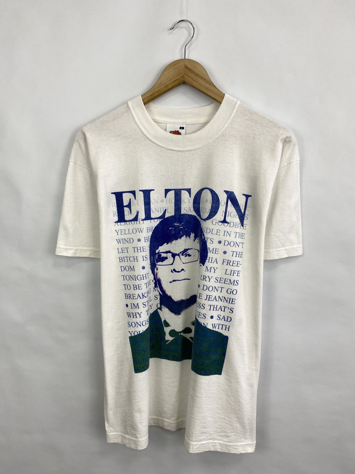 Band Tees × Vintage Vintage 90s Elton John World Tour tee rare retro hype Y2K Size US L / EU 52-54 / 3 - 3 Thumbnail