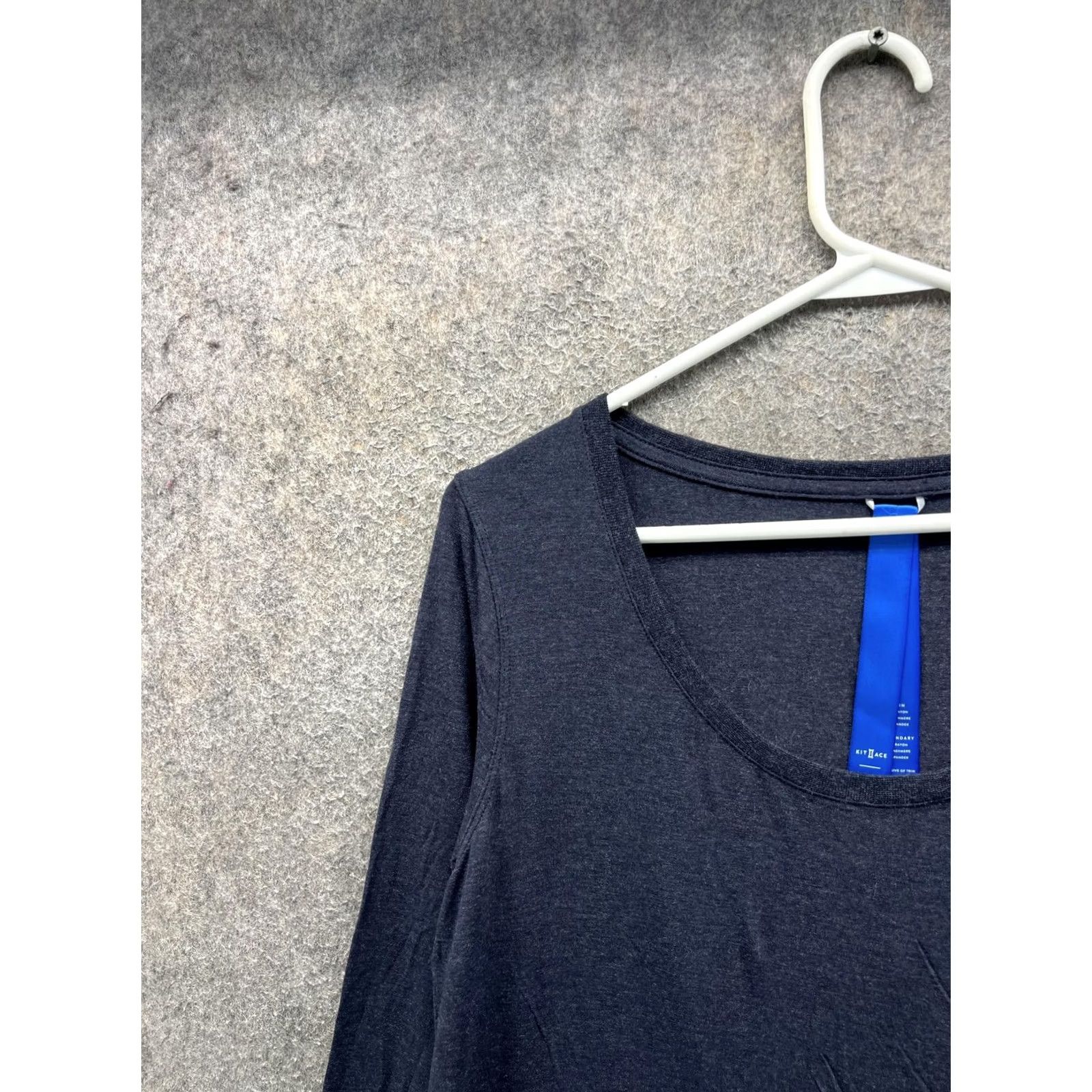 Vintage Kit And Ace Shirt Womens 10 Gray Scoop Neck Long Sleeve Jersey Top Draped Hem Size L / US 10 / IT 46 - 7 Thumbnail