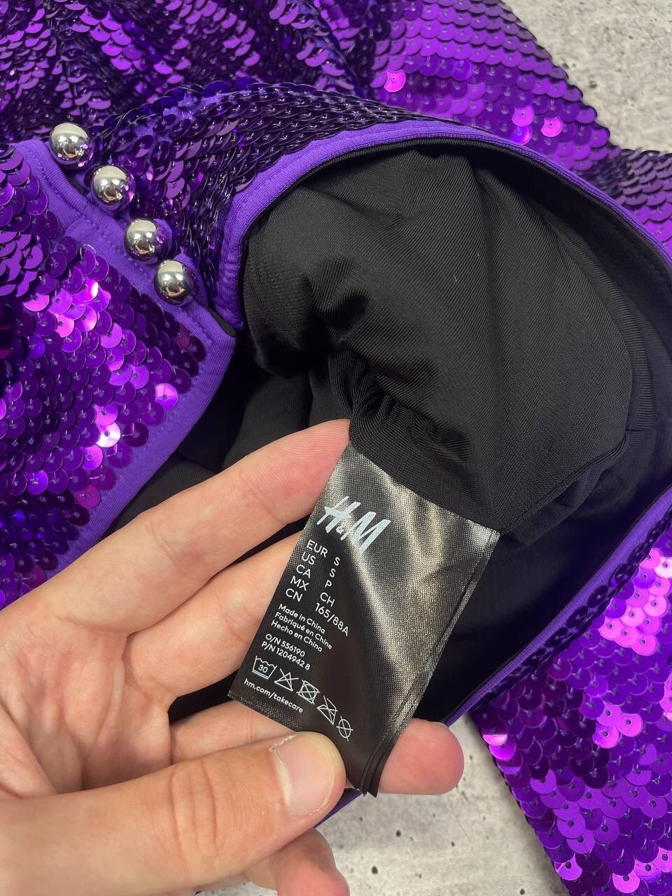 H&M × Paco Rabanne Paco Rabanne H&M Purple Sequined Cropped Top Y2K Size S / US 4 / IT 40 - 8 Thumbnail
